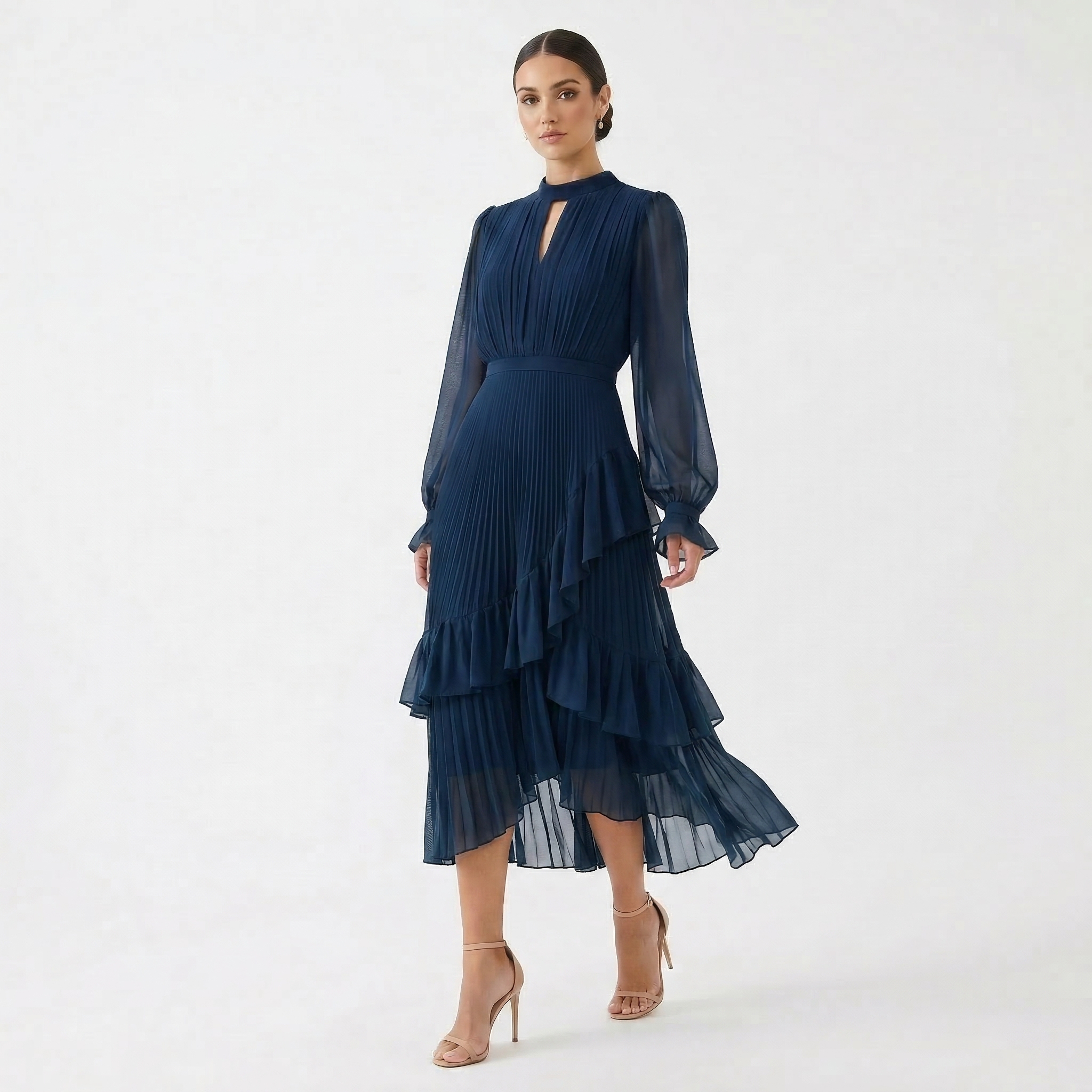 Felicia - Rochie cu pliuri și mâneci largi