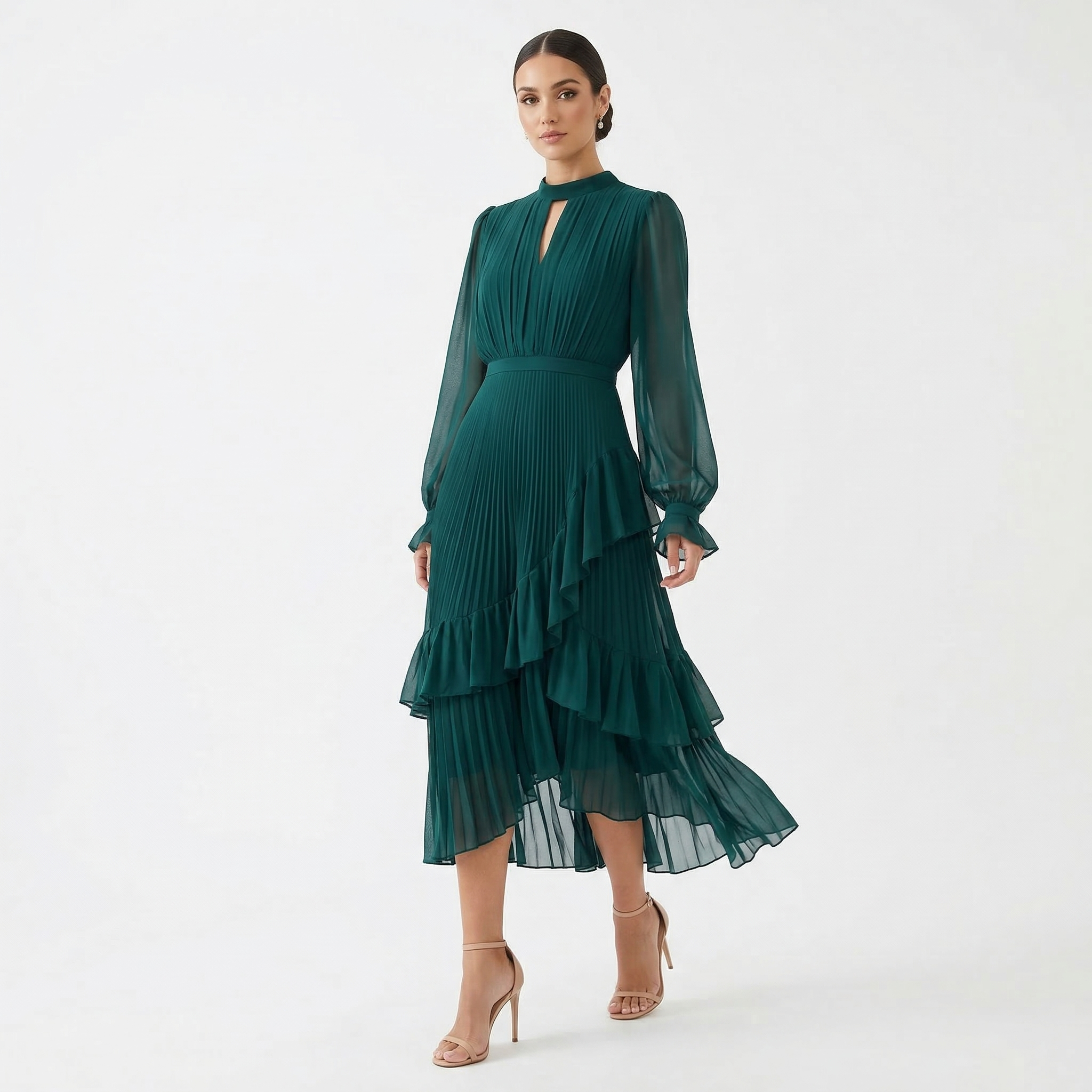 Felicia - Rochie cu pliuri și mâneci largi
