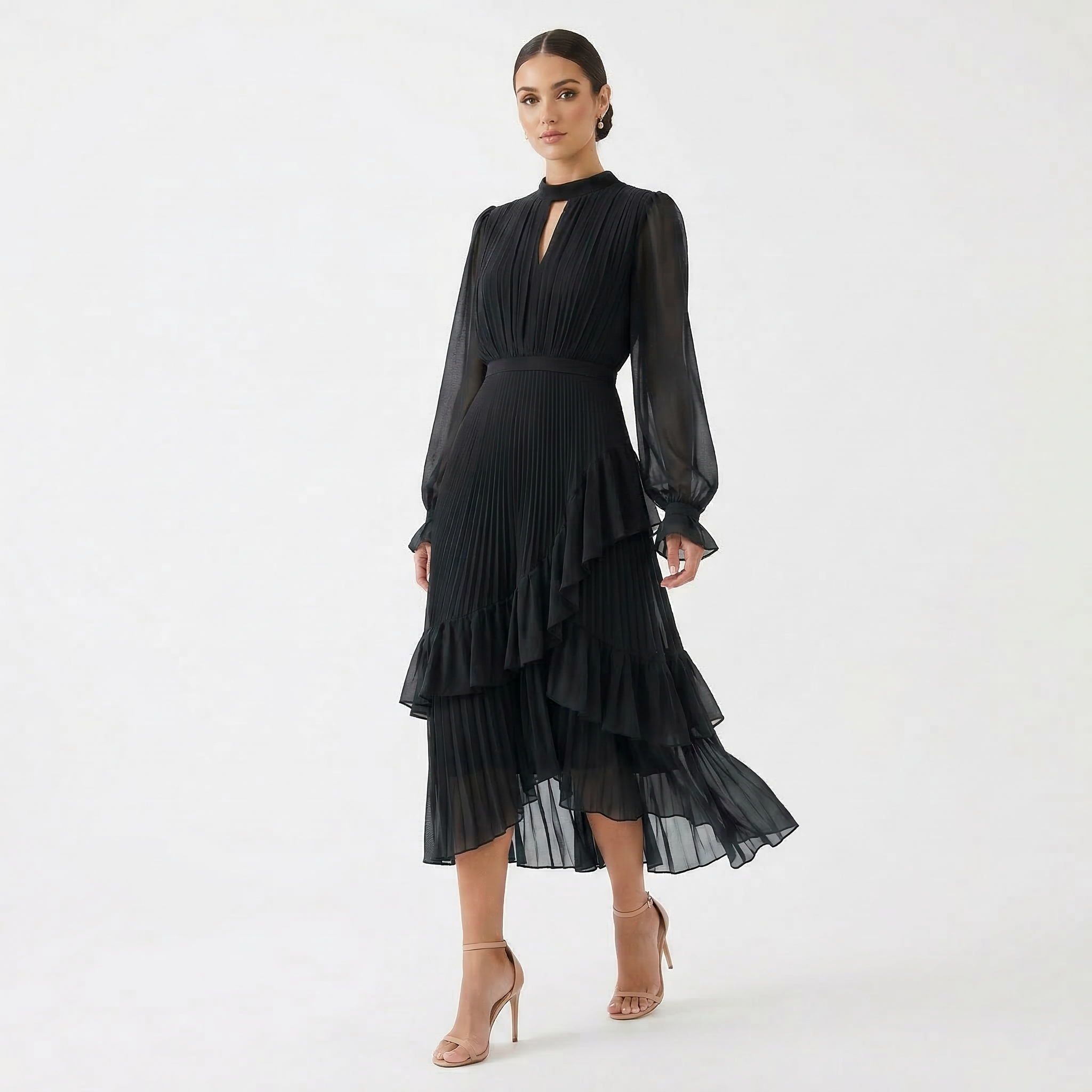 Felicia - Rochie cu pliuri și mâneci largi
