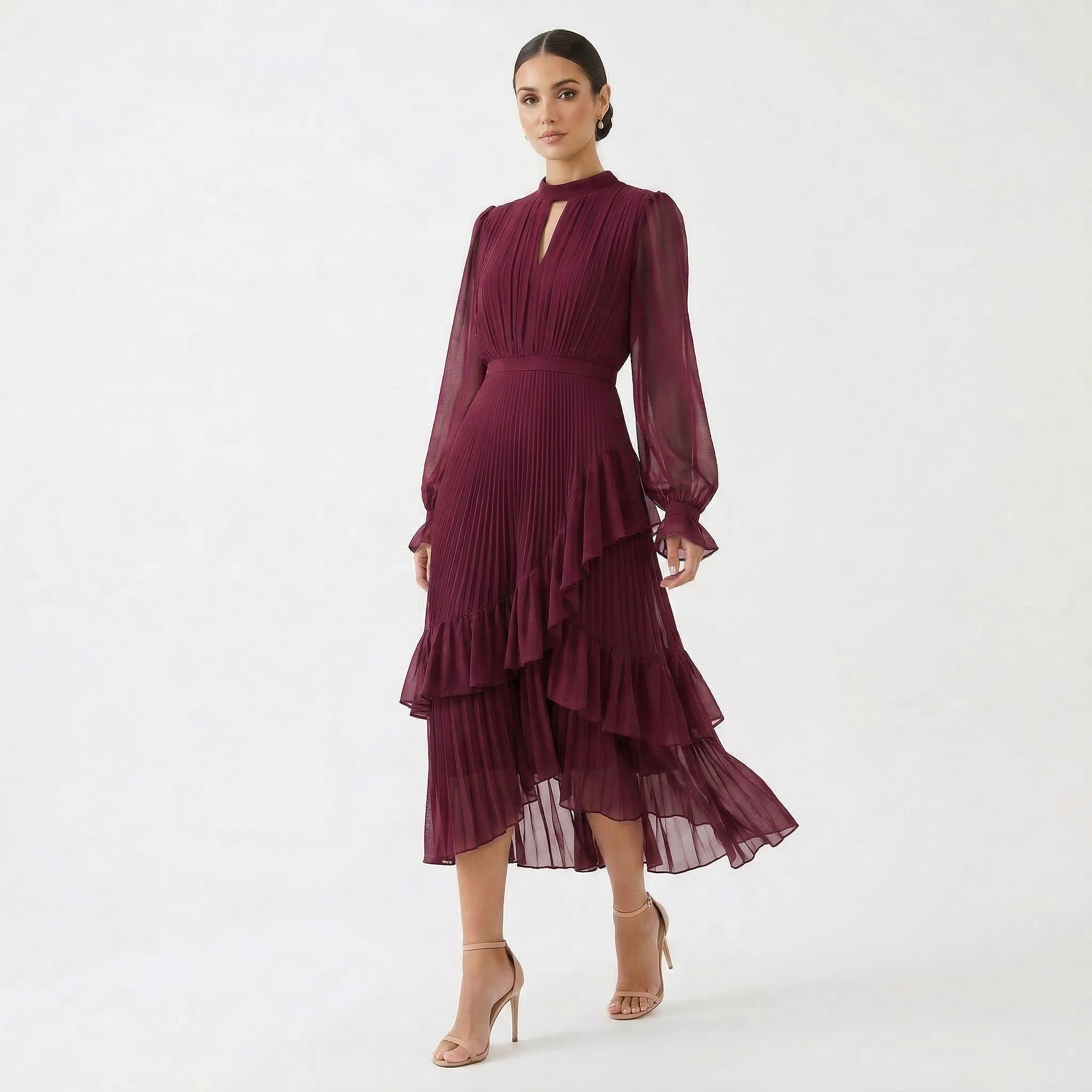 Felicia - Rochie cu pliuri și mâneci largi