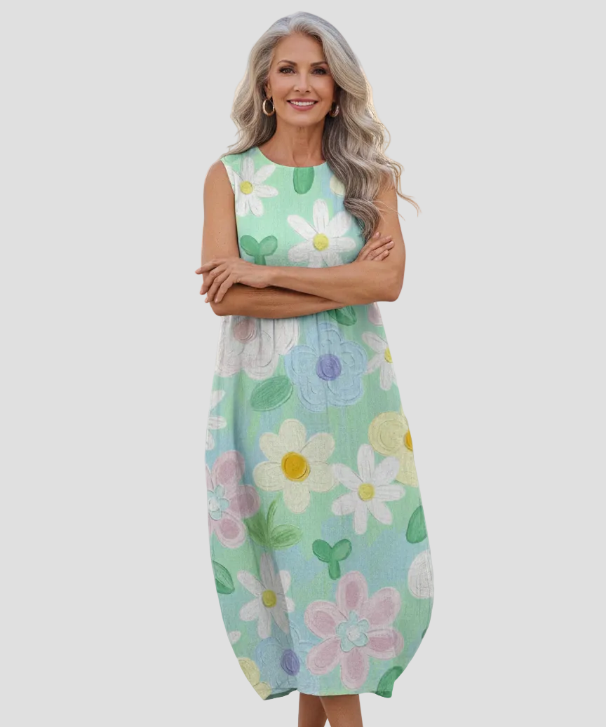 Respectat | Rochie Midi cu Flori Pastel