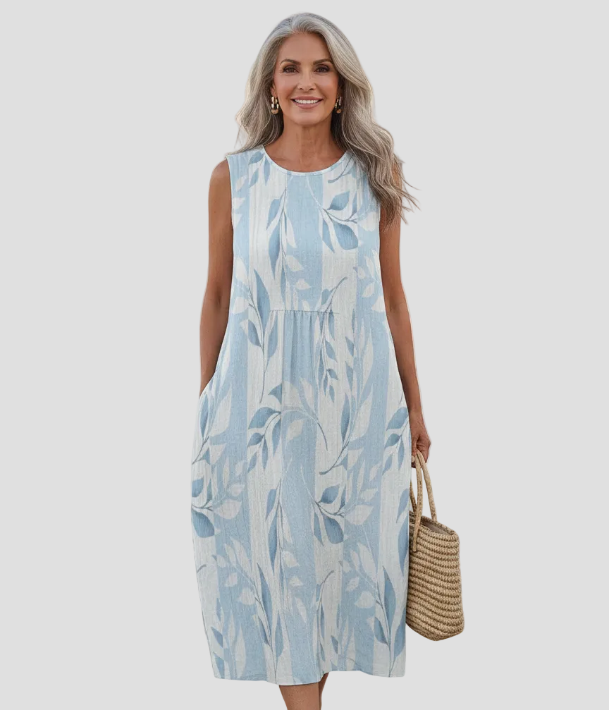 Χρυσούλα | Rochie Midi cu Model de Frunze