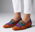 Elena - Pantofi Mocasin Cafea cu Model Leopard