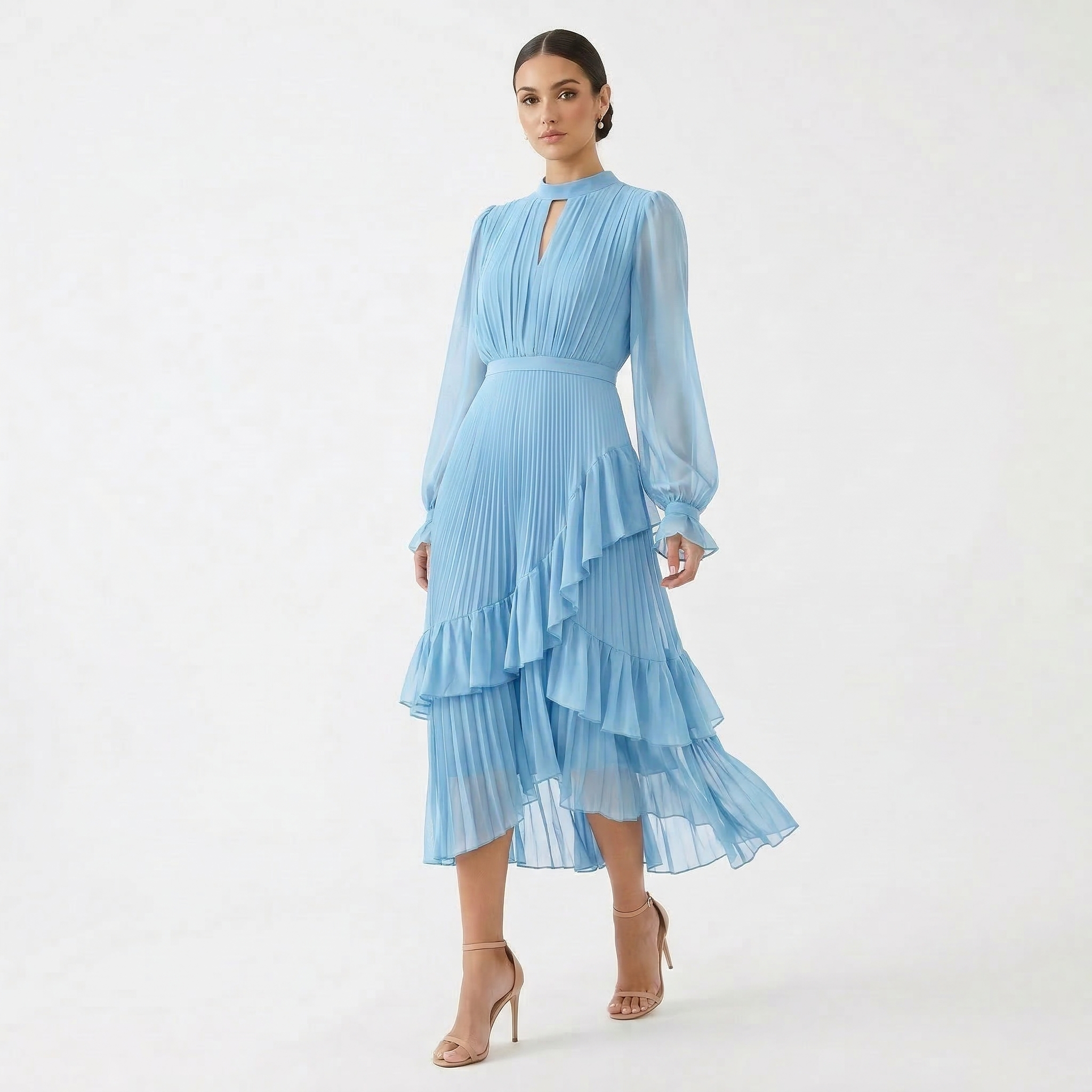 Felicia - Rochie cu pliuri și mâneci largi
