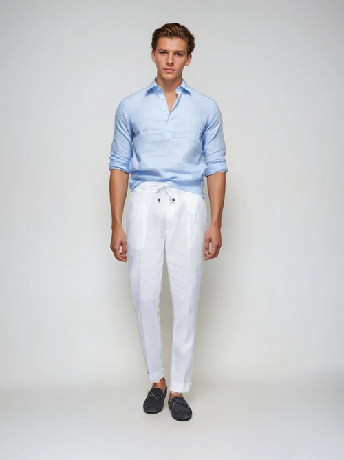 Cămașă Pop-over din In - Albastru Deschis