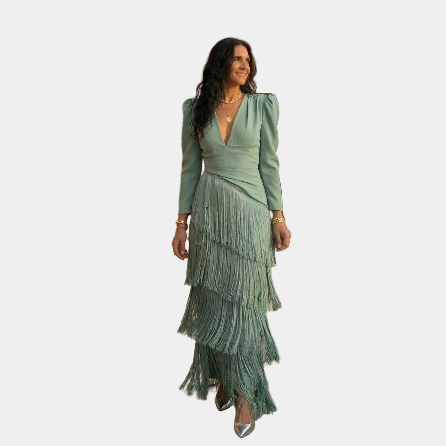 Clara · Rochie elegantă cu mâneci cu franjuri