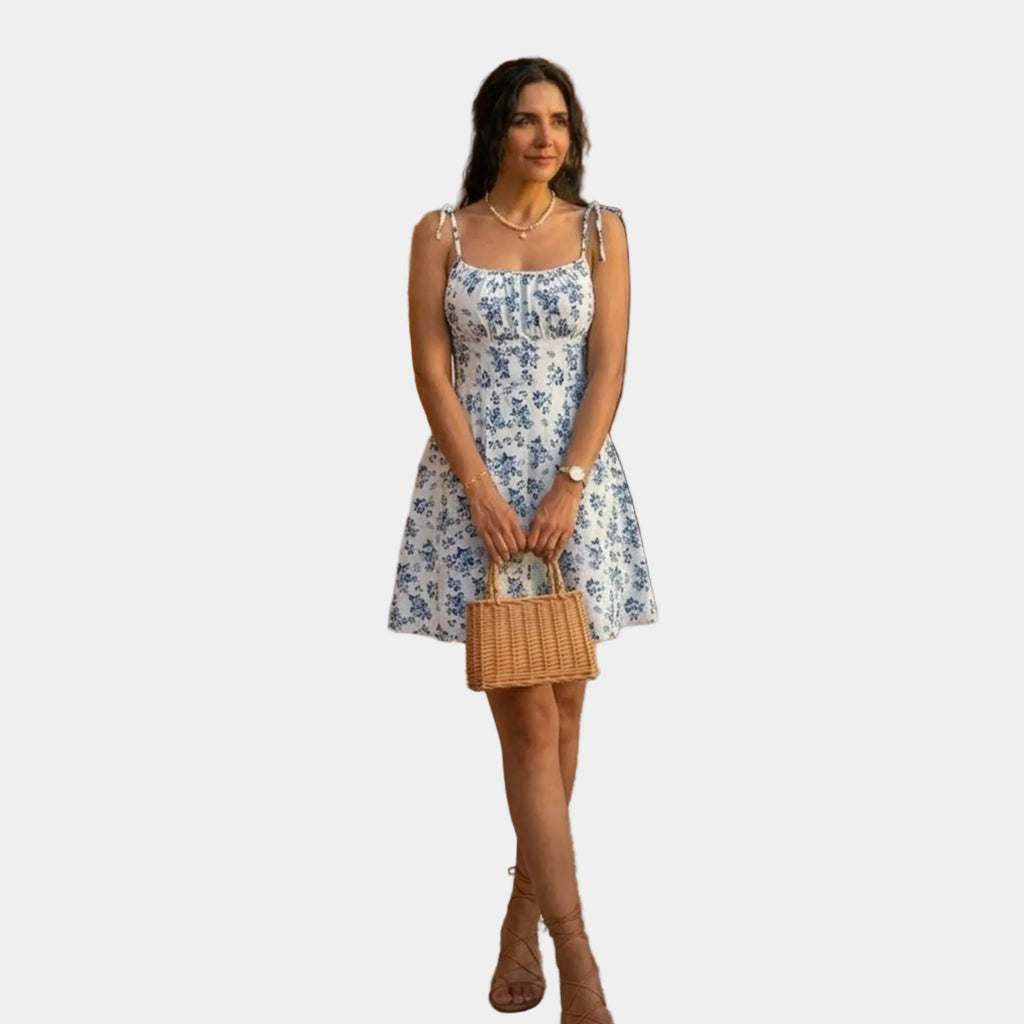 Lara | Rochie scurtă cu bretele fine și imprimeu floral