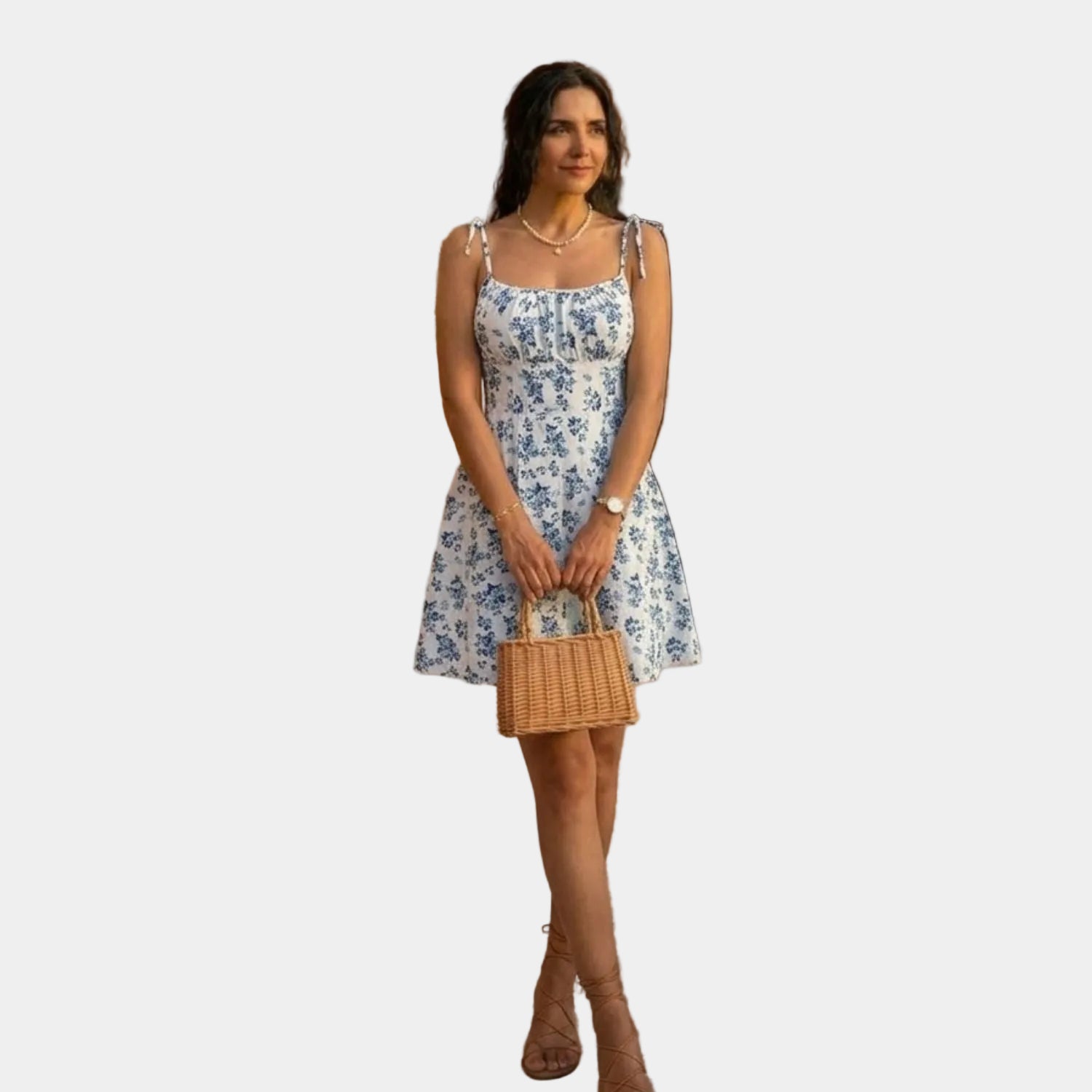 Lara | Rochie scurtă cu bretele fine și imprimeu floral