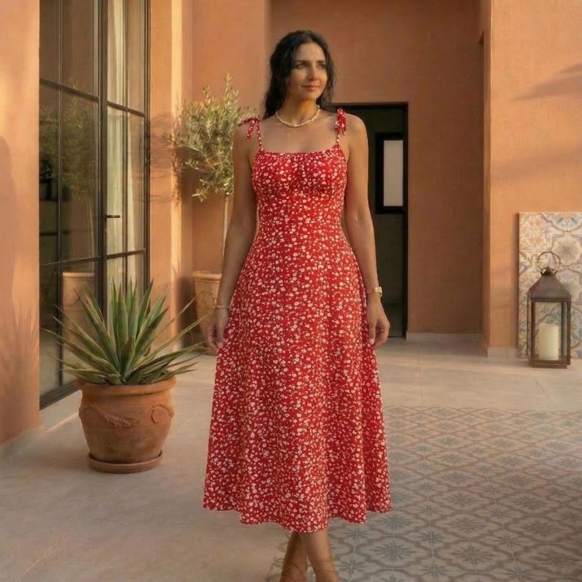 Naomi | Rochie cu bretele subțiri și imprimeu floral