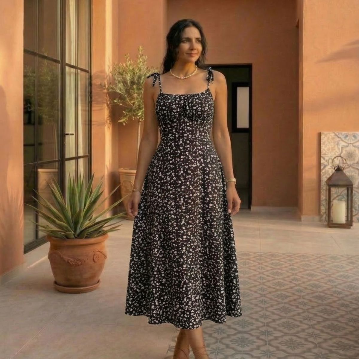 Naomi | Rochie cu bretele subțiri și imprimeu floral