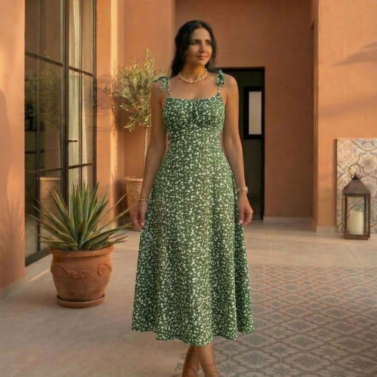 Naomi | Rochie cu bretele subțiri și imprimeu floral