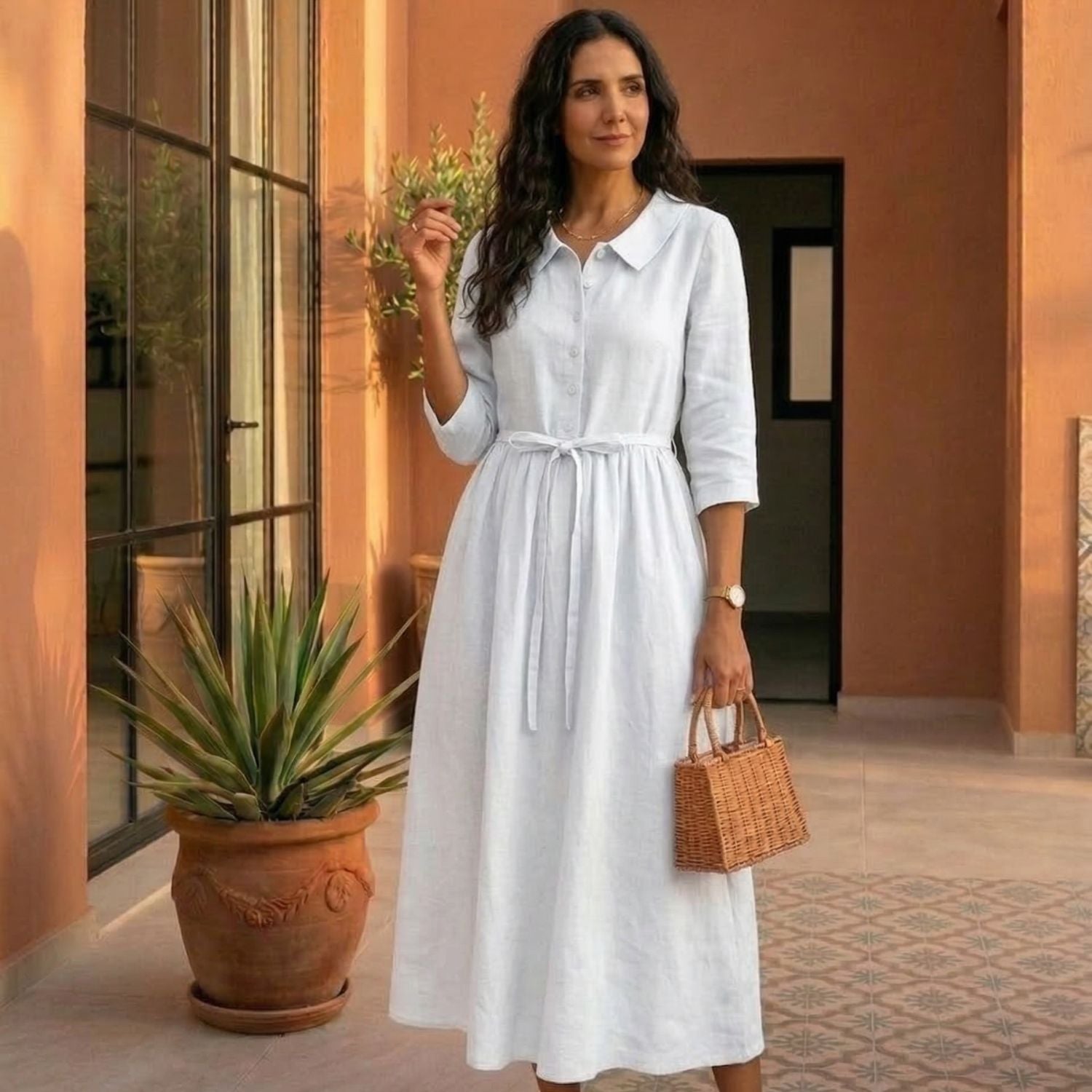 Paloma | Rochie clasică ușoară din in