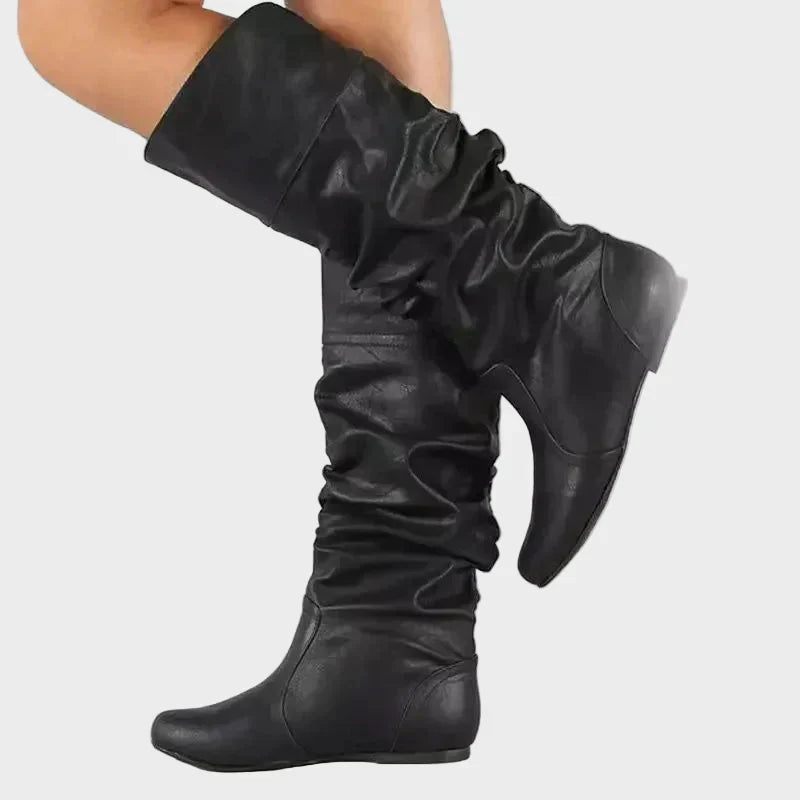 Vasia - Botine casual cu toc mic și plisaje