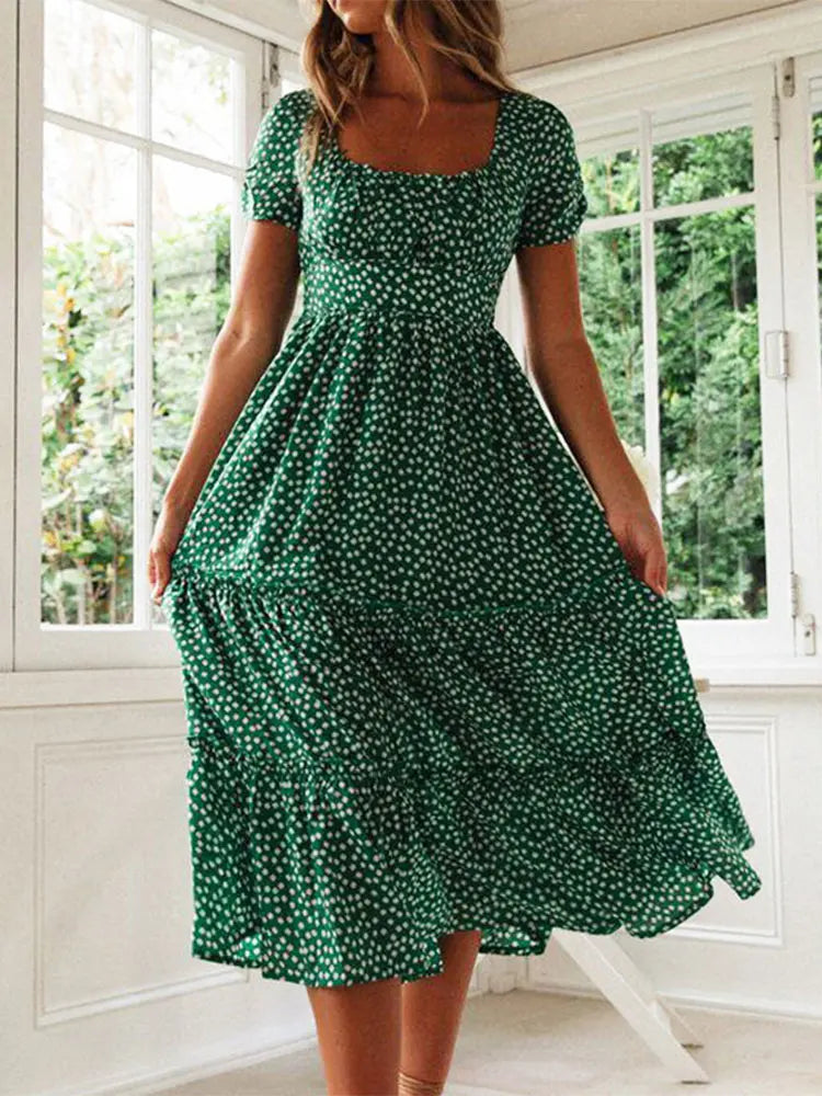 Julia | Rochie midi cu imprimeu floral