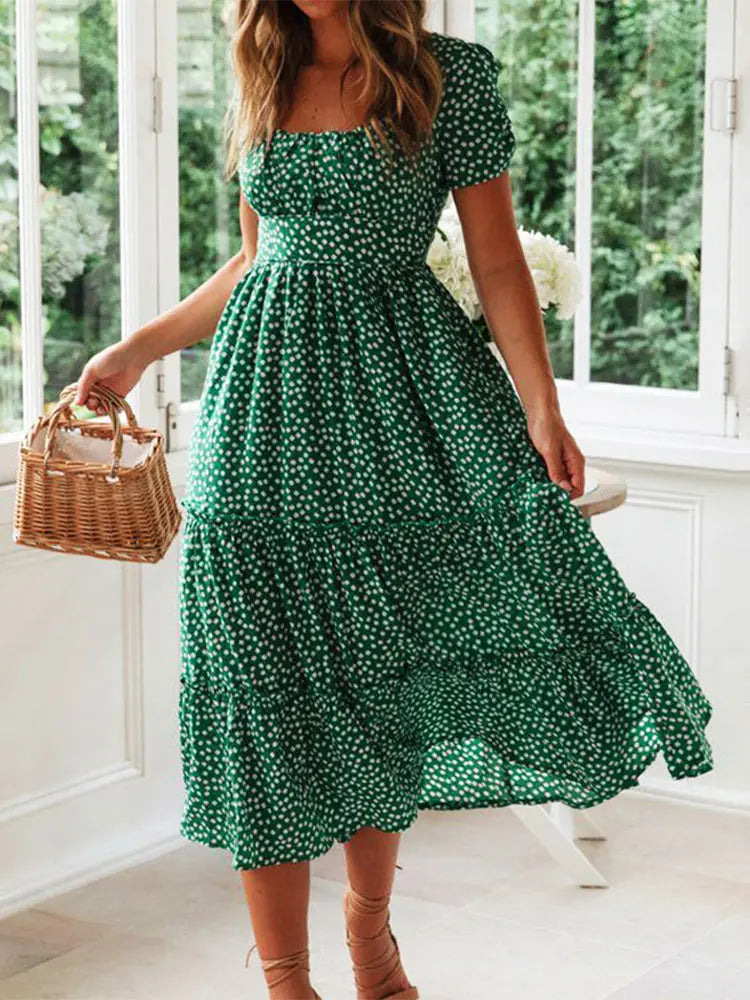 Julia | Rochie midi cu imprimeu floral