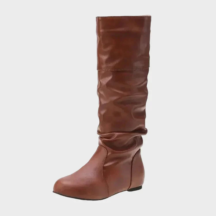 Vasia - Botine casual cu toc mic și plisaje