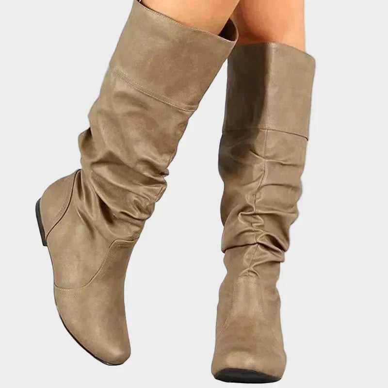 Vasia - Botine casual cu toc mic și plisaje