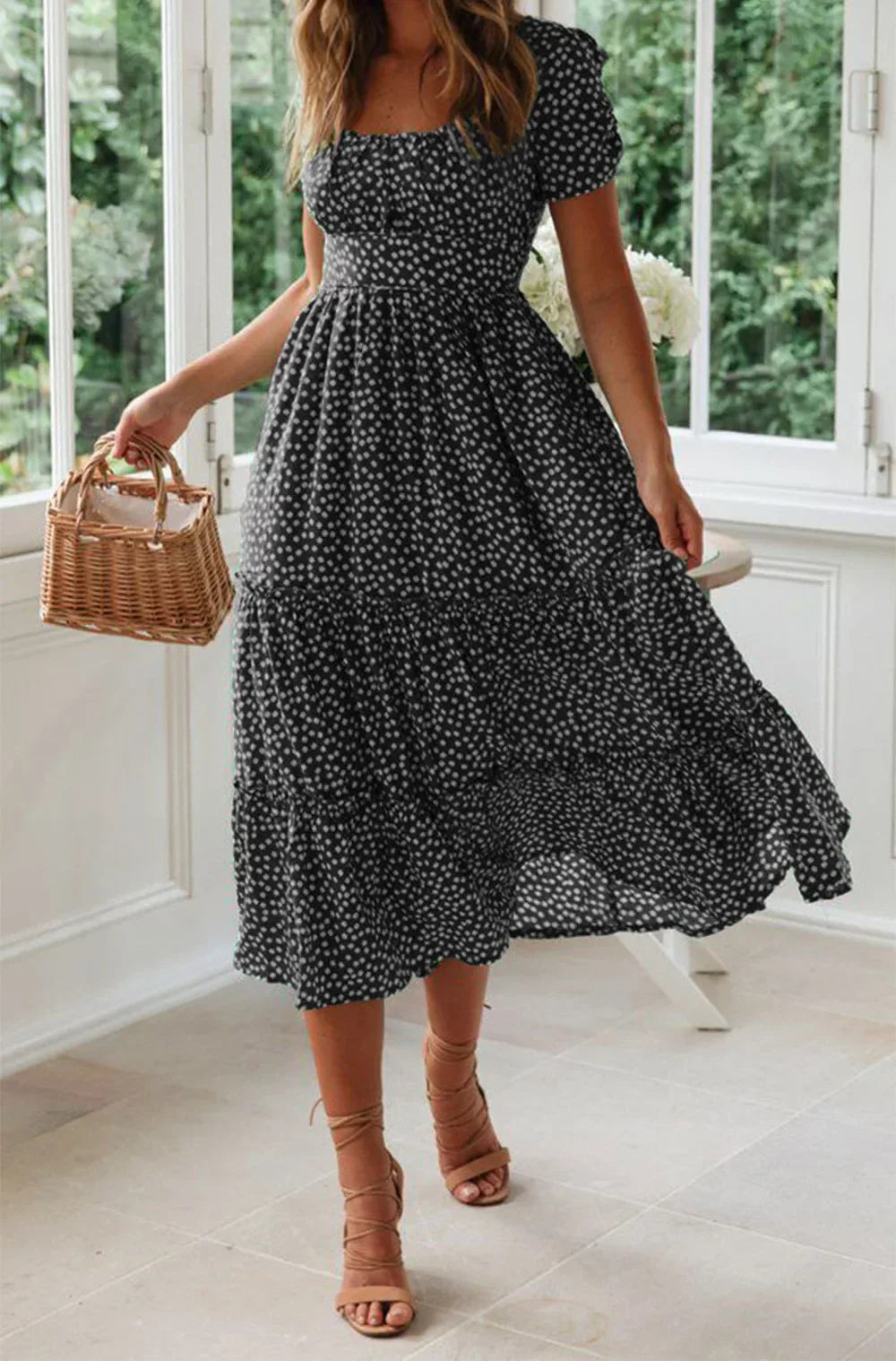 Julia | Rochie midi cu imprimeu floral