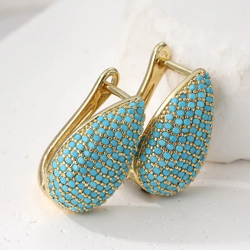 Cercei Droppformade Turkos Pavé
