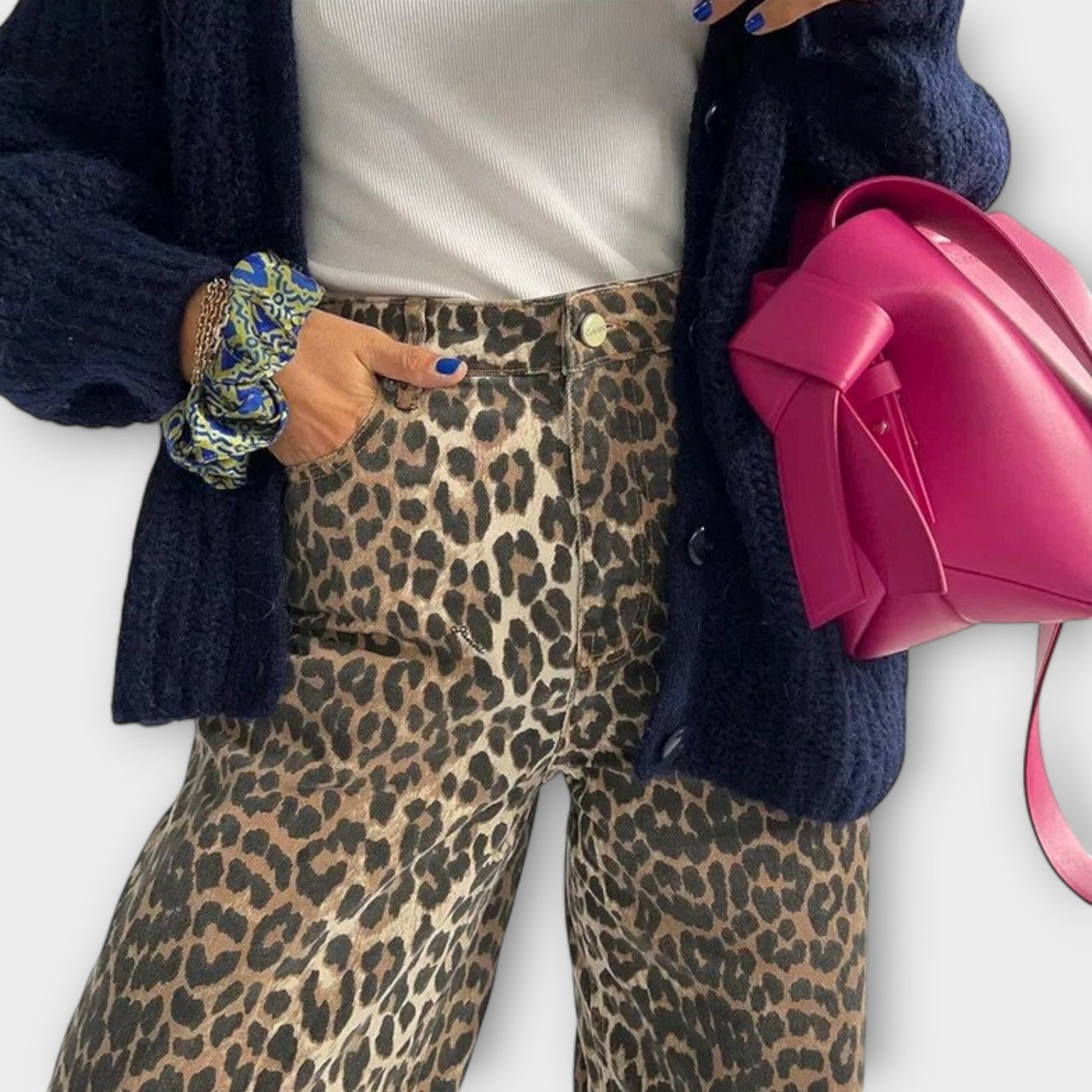 Chandra - Blugi vintage cu model de leopard