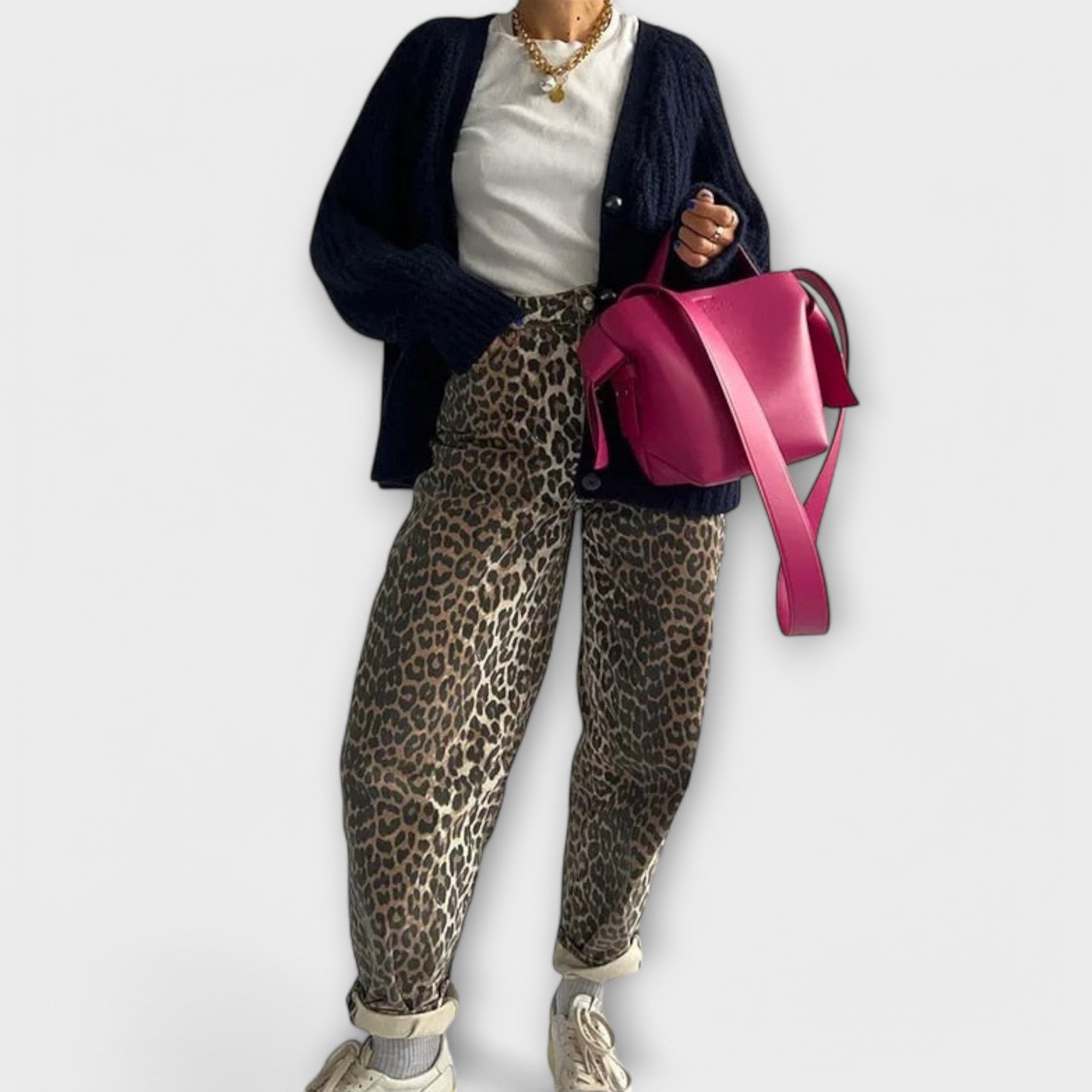Chandra - Blugi vintage cu model de leopard