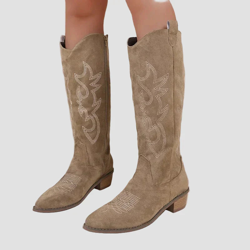 Katerina - Cizme Cowboy Western din Suede