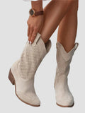 Xenia - Botine Cowboy Moderne din Denim cu Fermuar Pe Lateral