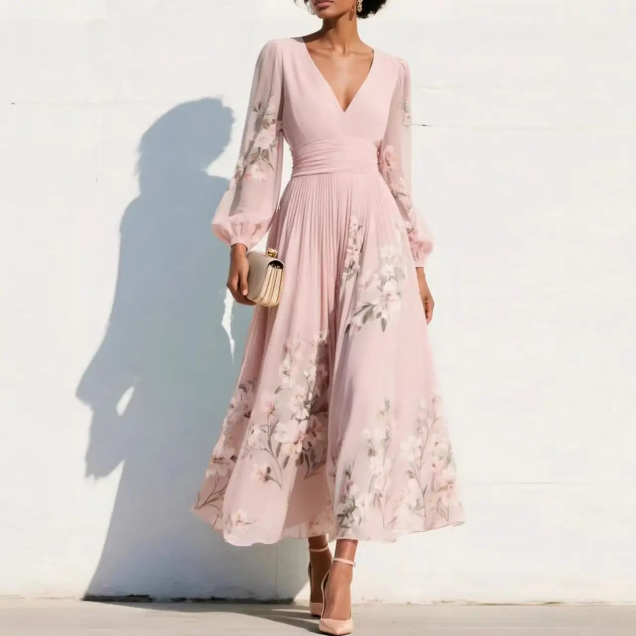 Viorel – Rochie Midi Florală de o Eleganță Primăvăratecă
