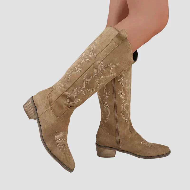 Katerina - Cizme Cowboy Western din Suede
