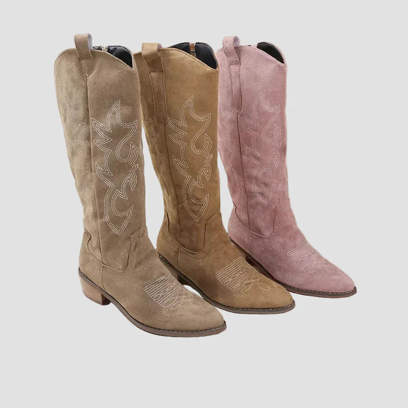 Katerina - Cizme Cowboy Western din Suede