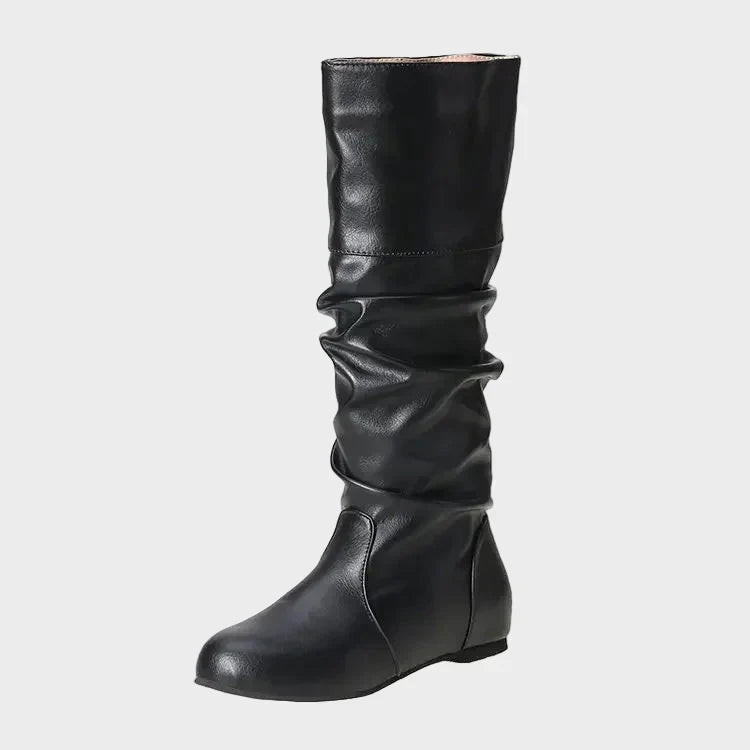 Vasia - Botine casual cu toc mic și plisaje