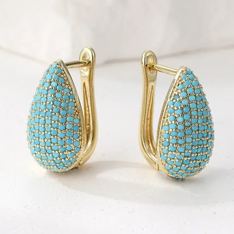 Cercei Droppformade Turkos Pavé
