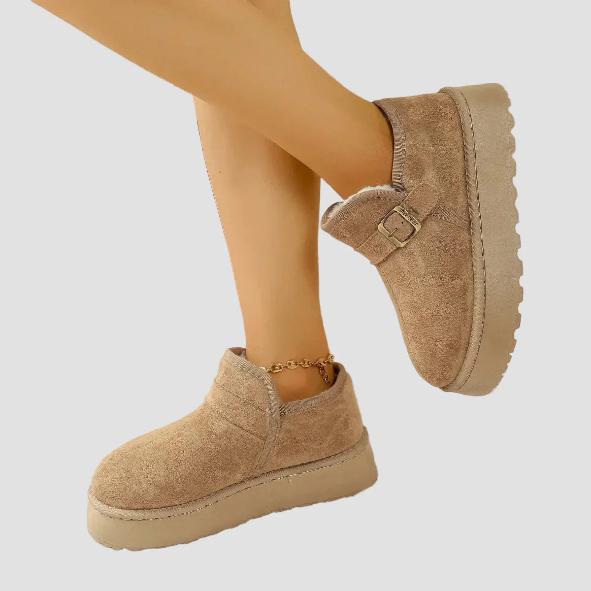 Nicoleta - Botine călduroase cu căptușeală din blană sintetică și aspect de suede