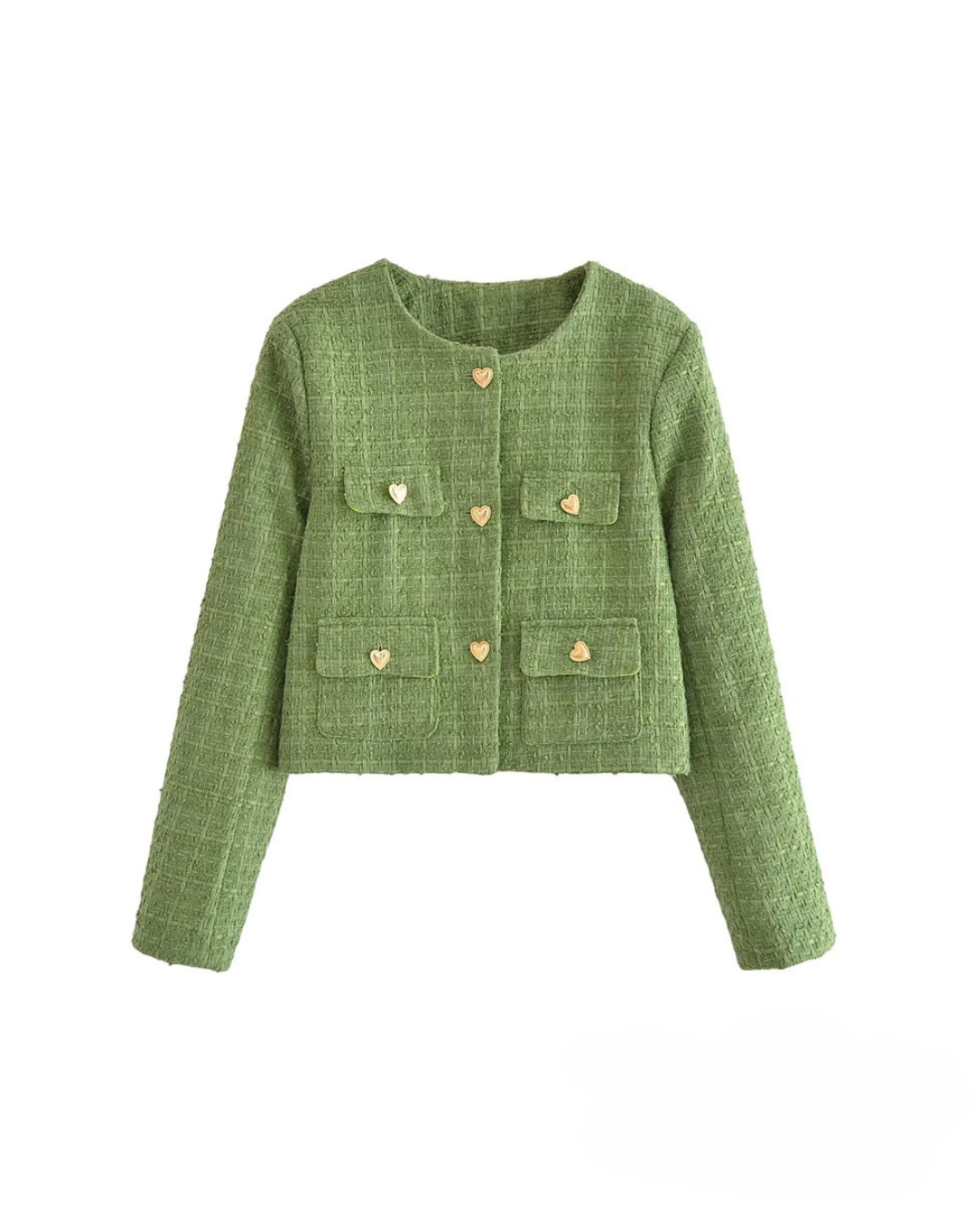 Daria - Jachetă Tweed Verde