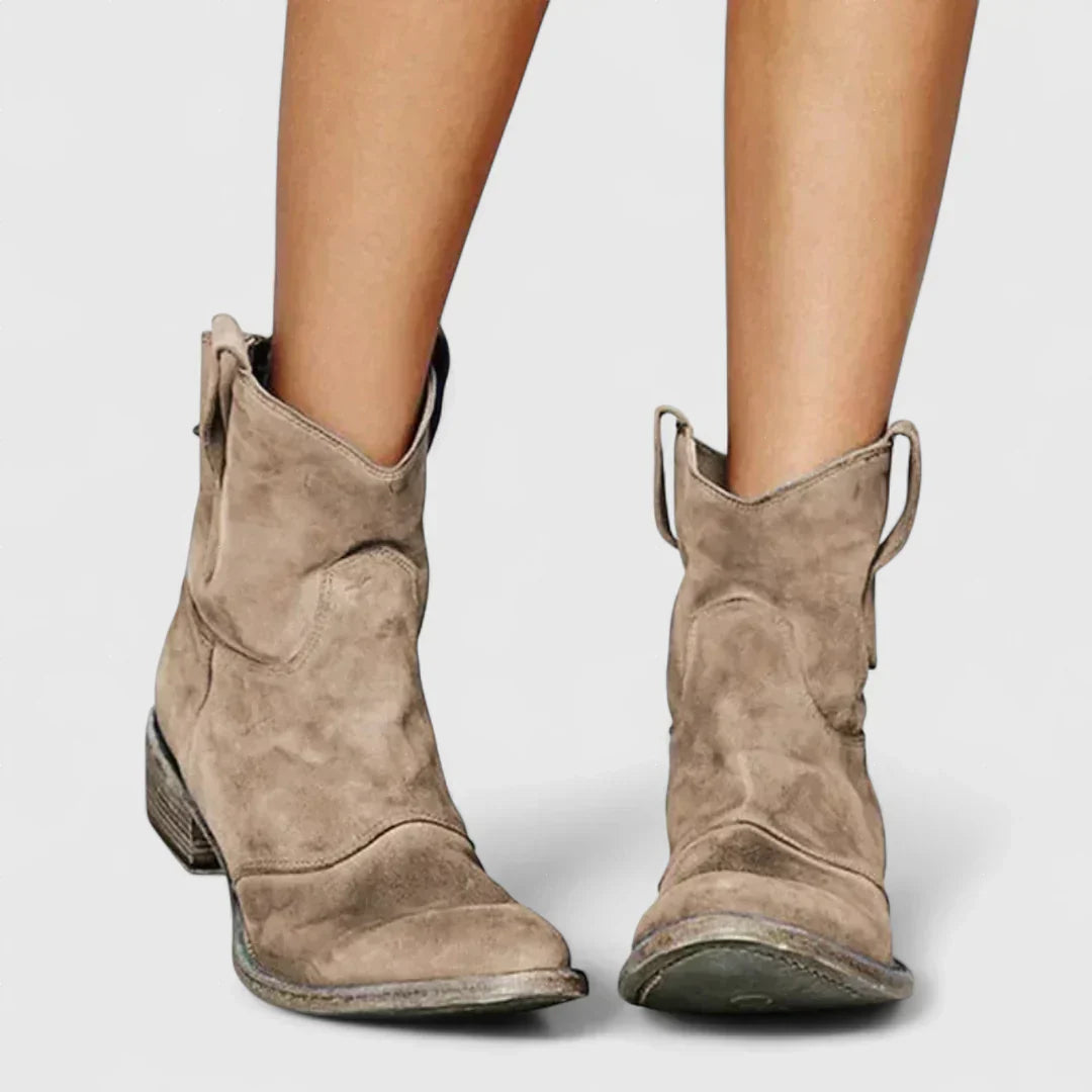 Libertate - Botine tip cowboy în stil retro, până la gleznă, cu un finisaj elegant