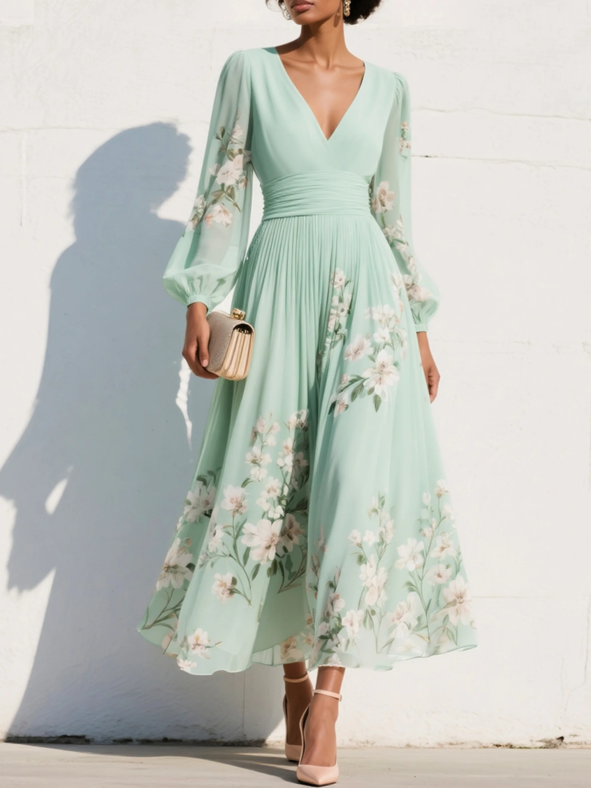 Viorel – Rochie Midi Florală de o Eleganță Primăvăratecă