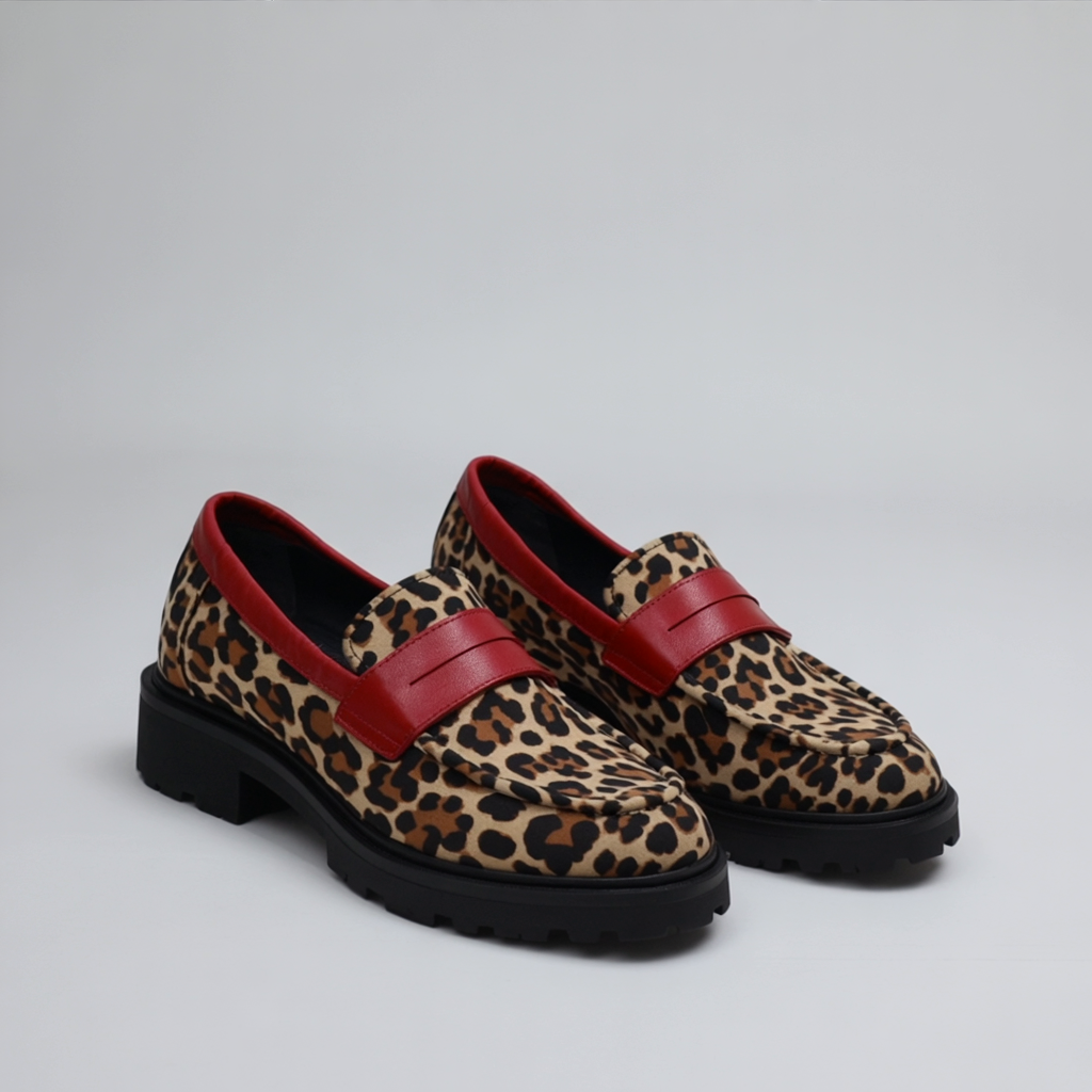 Marianna - Mocasin leopard cu suede sintetic și vârf rotund