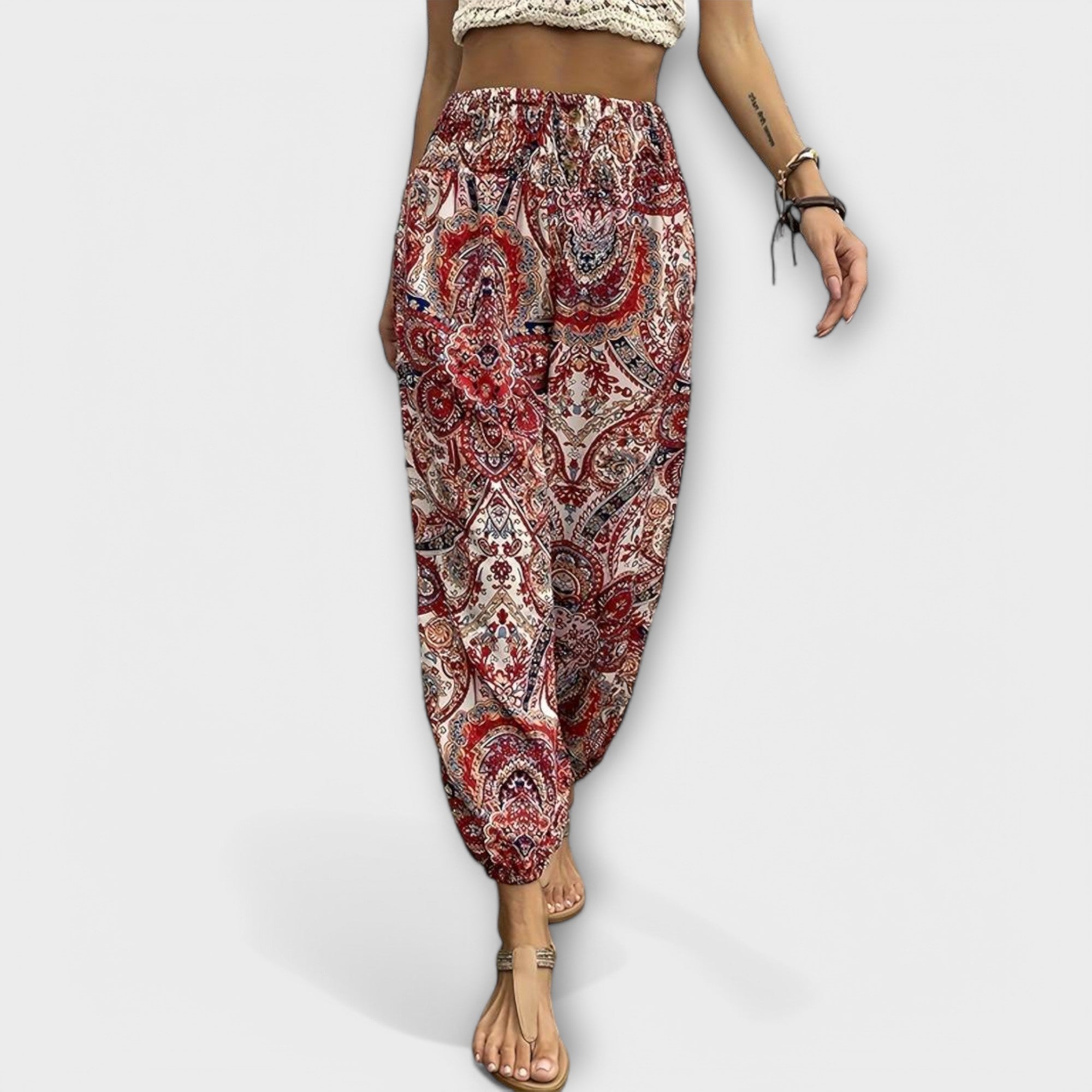 Scarlet - Pantaloni cu model etnic