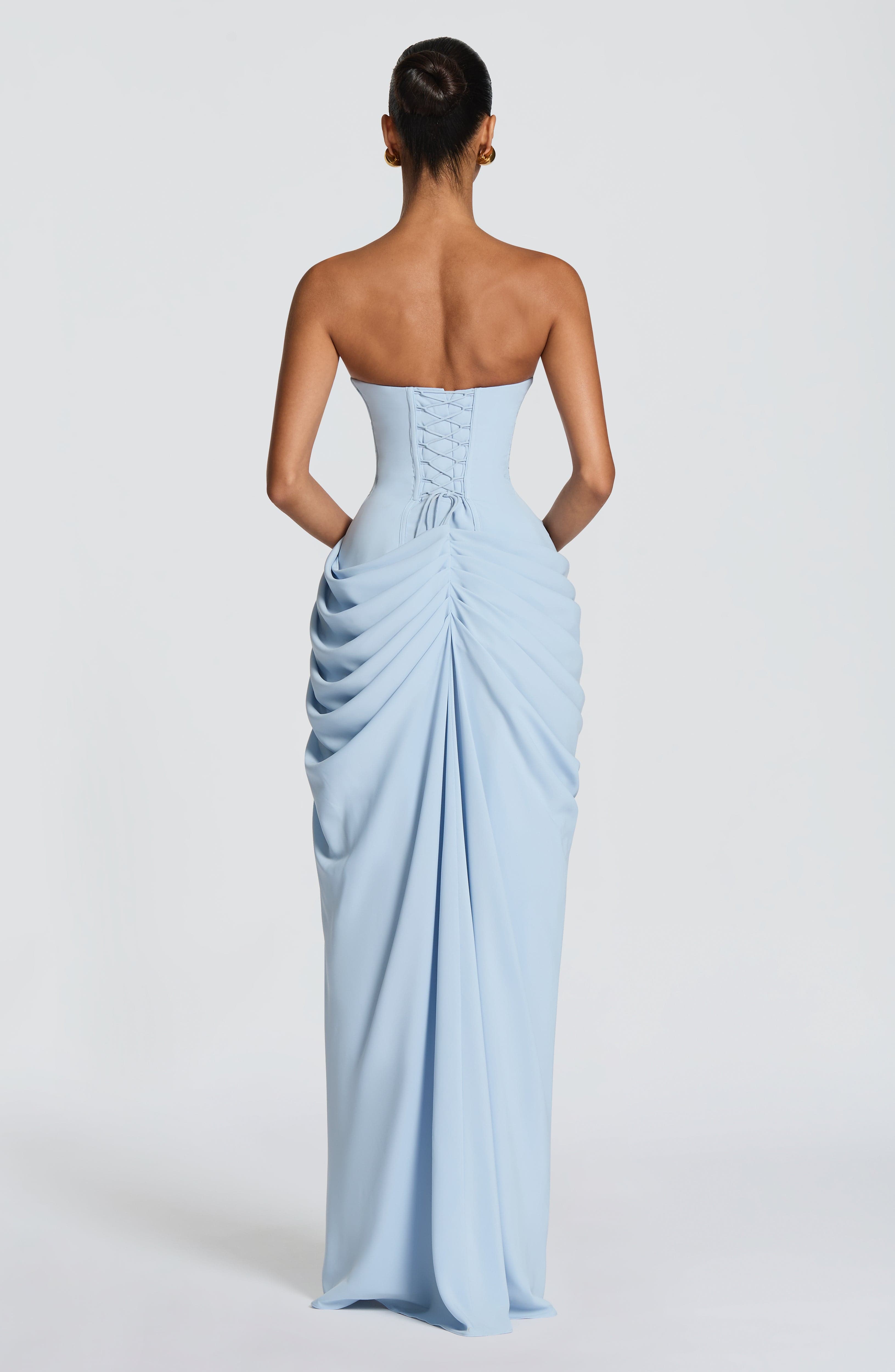 Mircea – Rochie Maxi de Gală cu Corset și Drapaj Rafinat