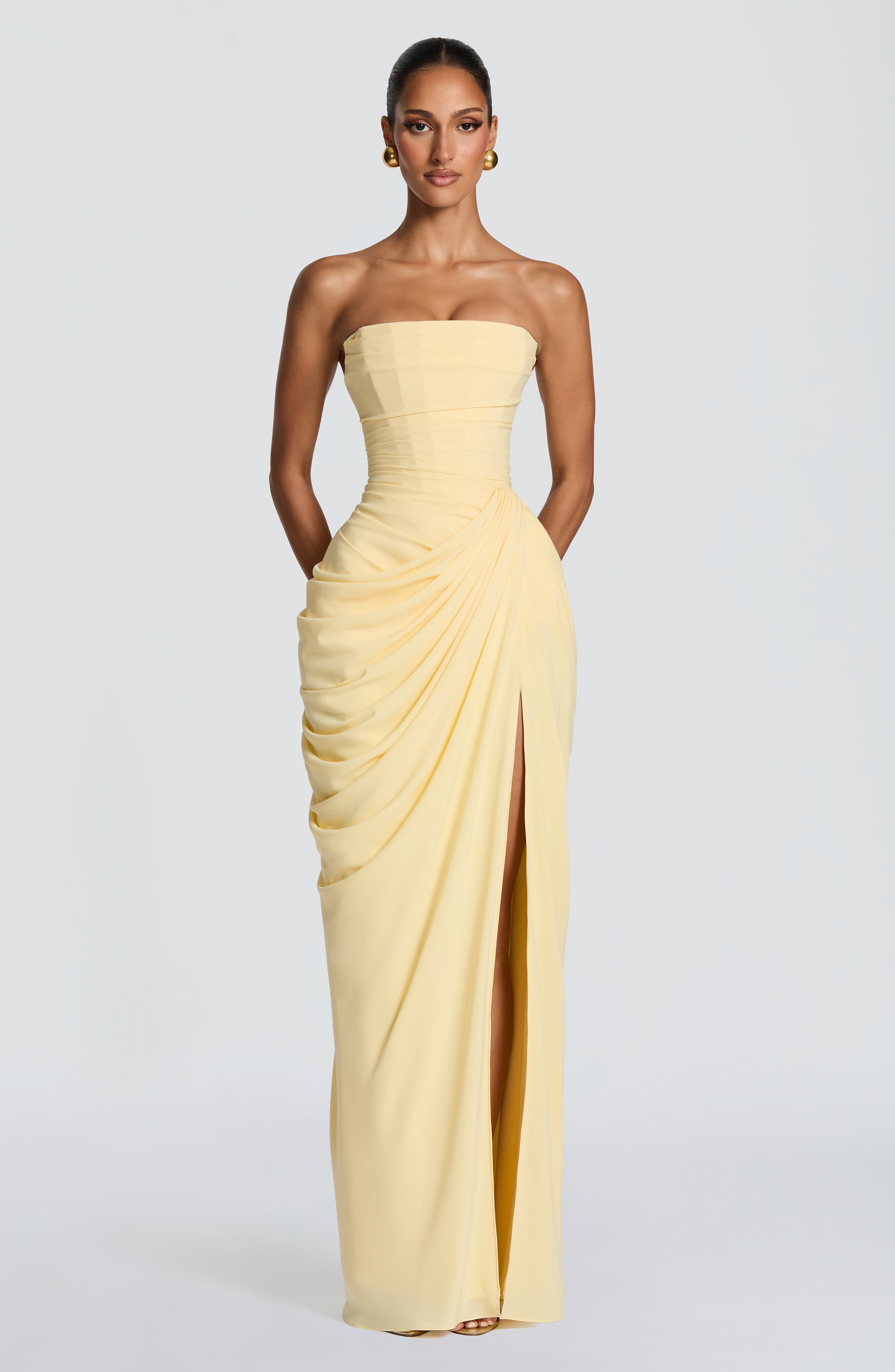 Mircea – Rochie Maxi de Gală cu Corset și Drapaj Rafinat