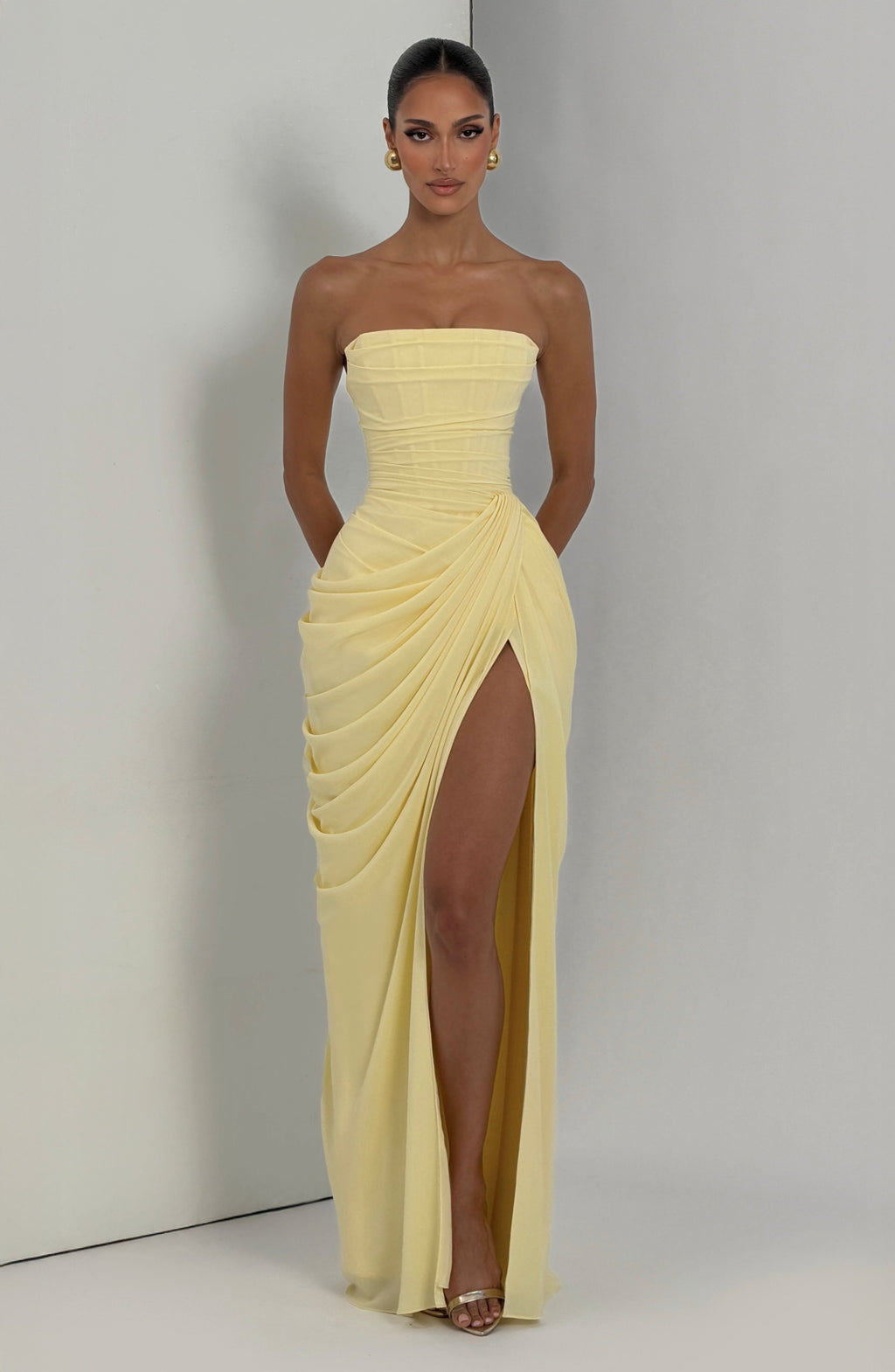 Mircea – Rochie Maxi de Gală cu Corset și Drapaj Rafinat