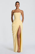 Mircea – Rochie Maxi de Gală cu Corset și Drapaj Rafinat