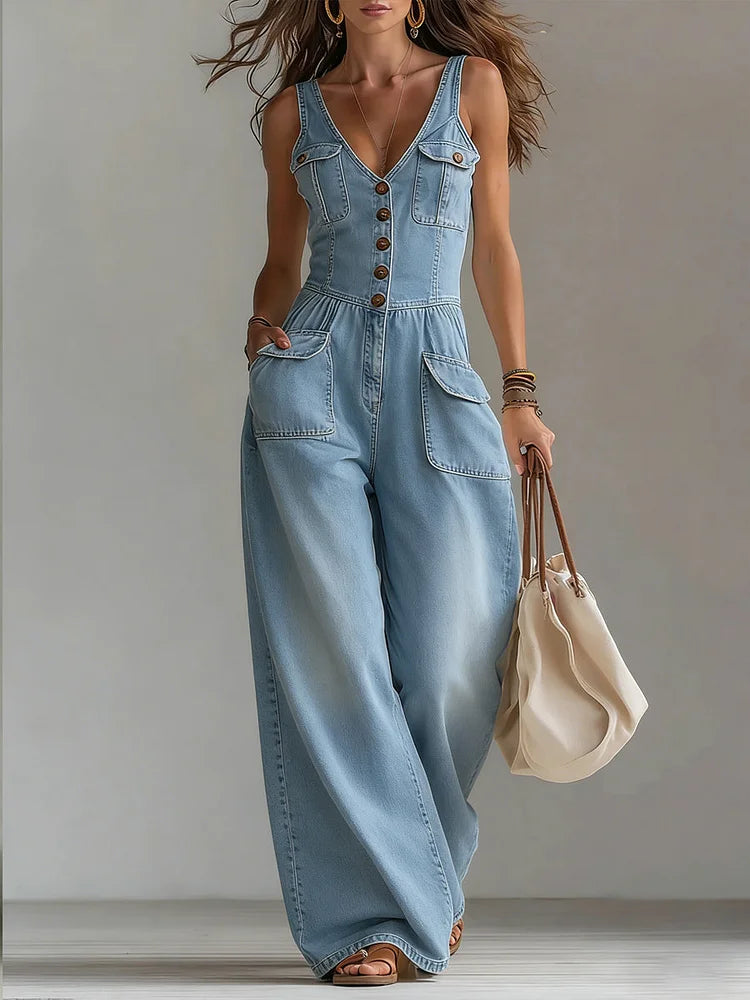 Sophie™ | Salopetă din denim ușoară