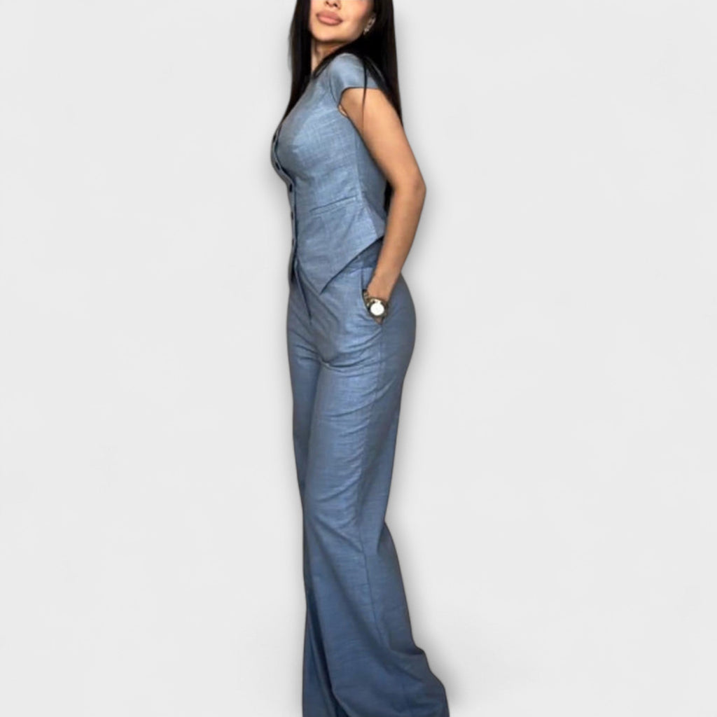 Ivy - Set elegant de top cu decolteu în V și pantaloni
