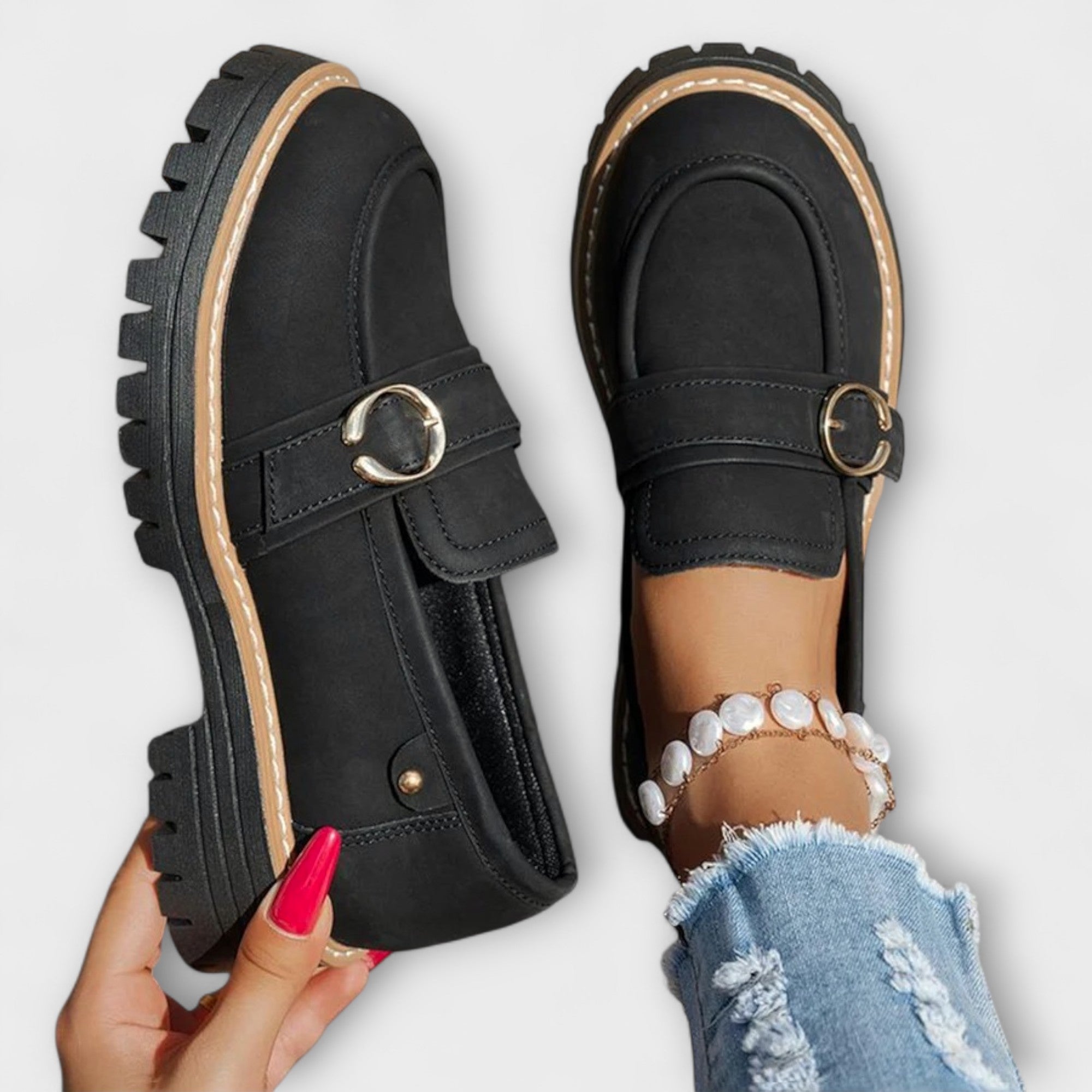 Dimitra - Mocasi casual cu vârf rotund - Construcție confortabilă