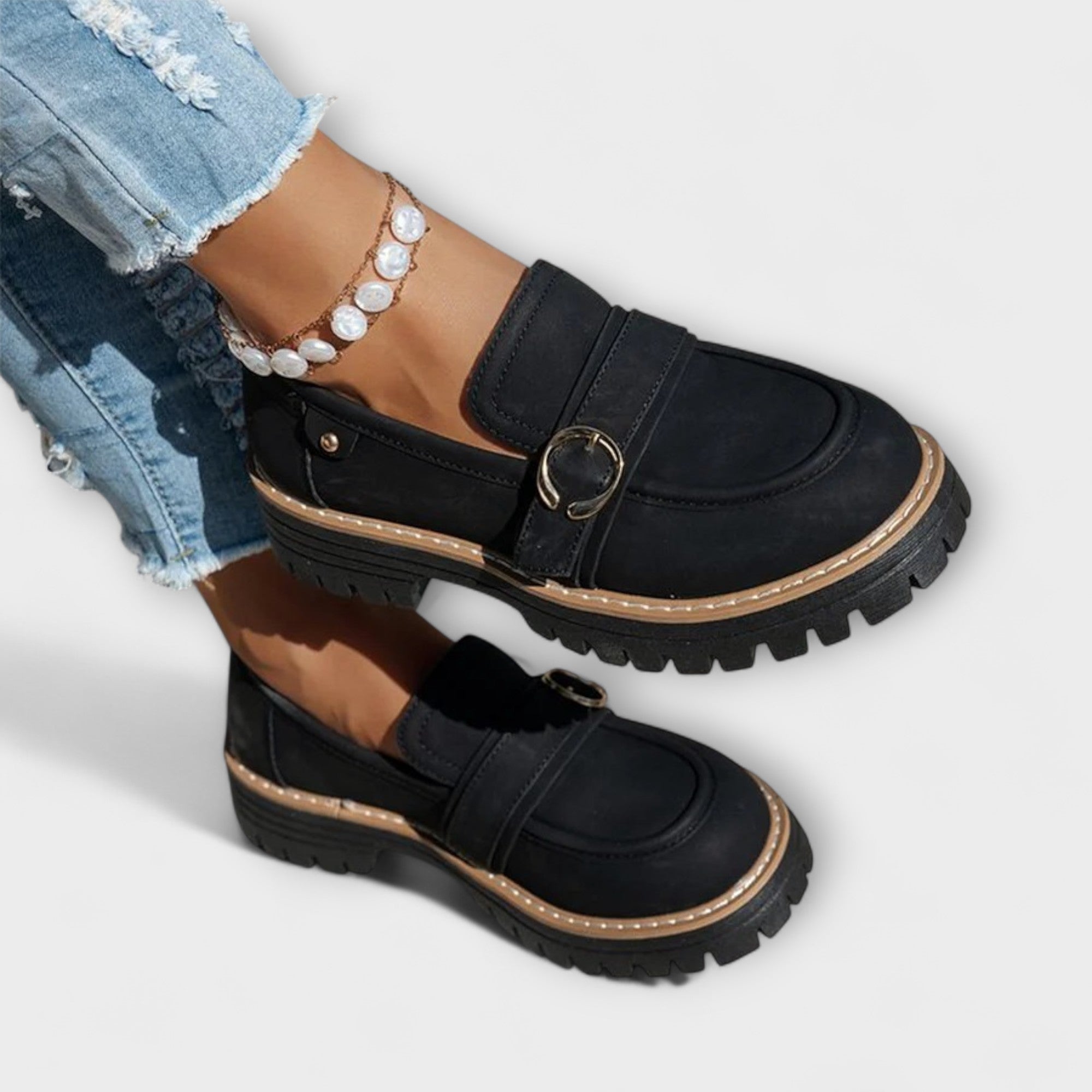 Dimitra - Mocasi casual cu vârf rotund - Construcție confortabilă