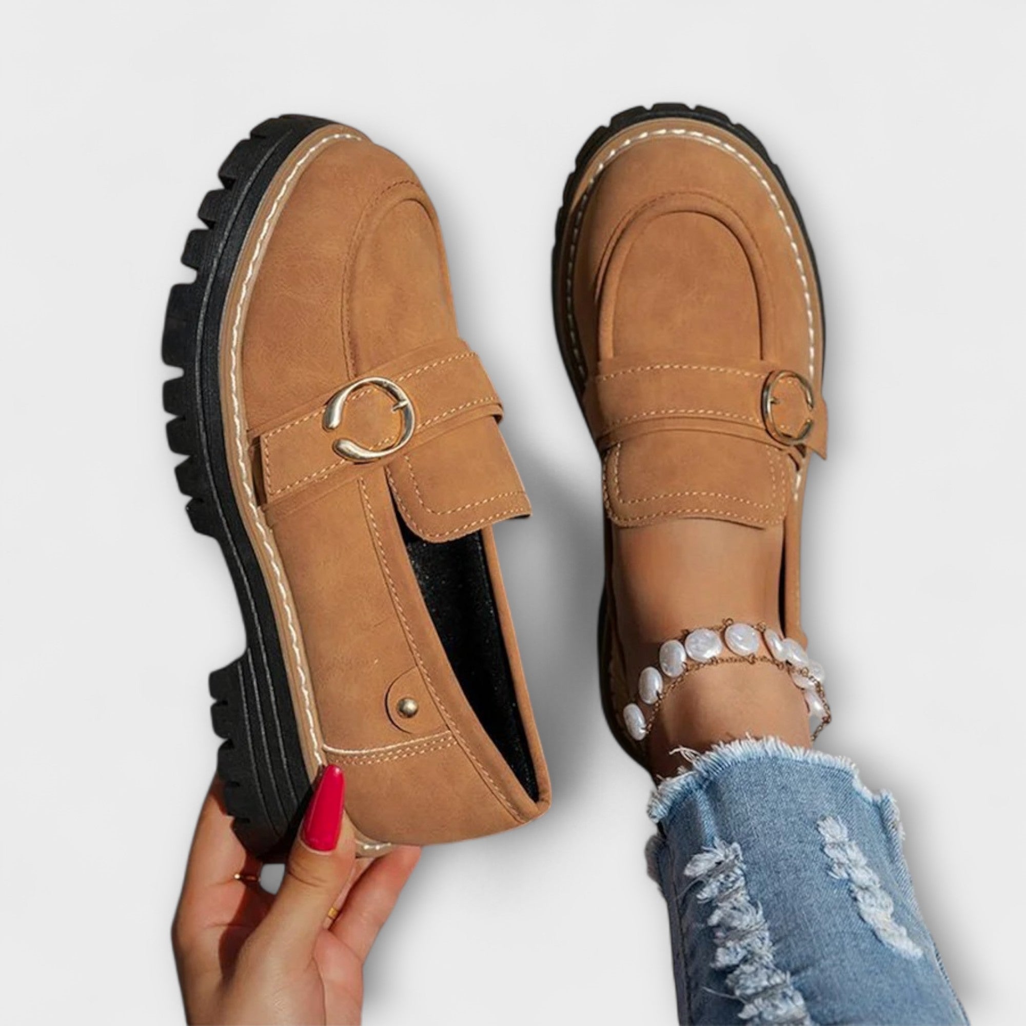 Dimitra - Mocasi casual cu vârf rotund - Construcție confortabilă