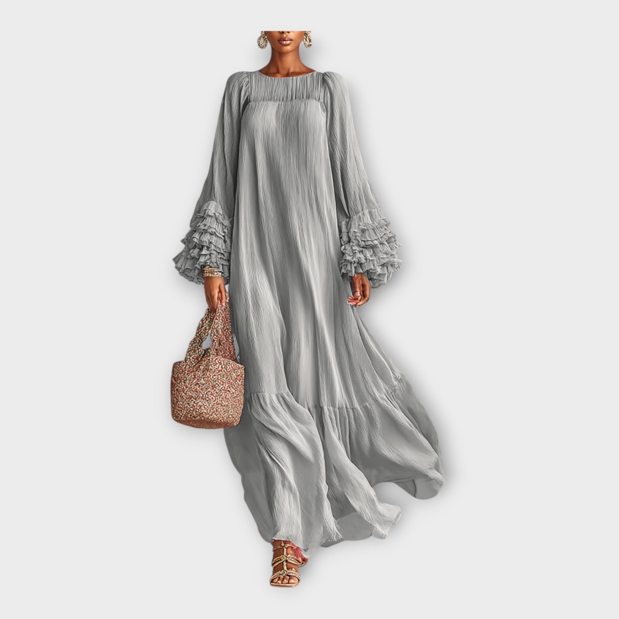 Rochie lungă etereală cu detalii elegante