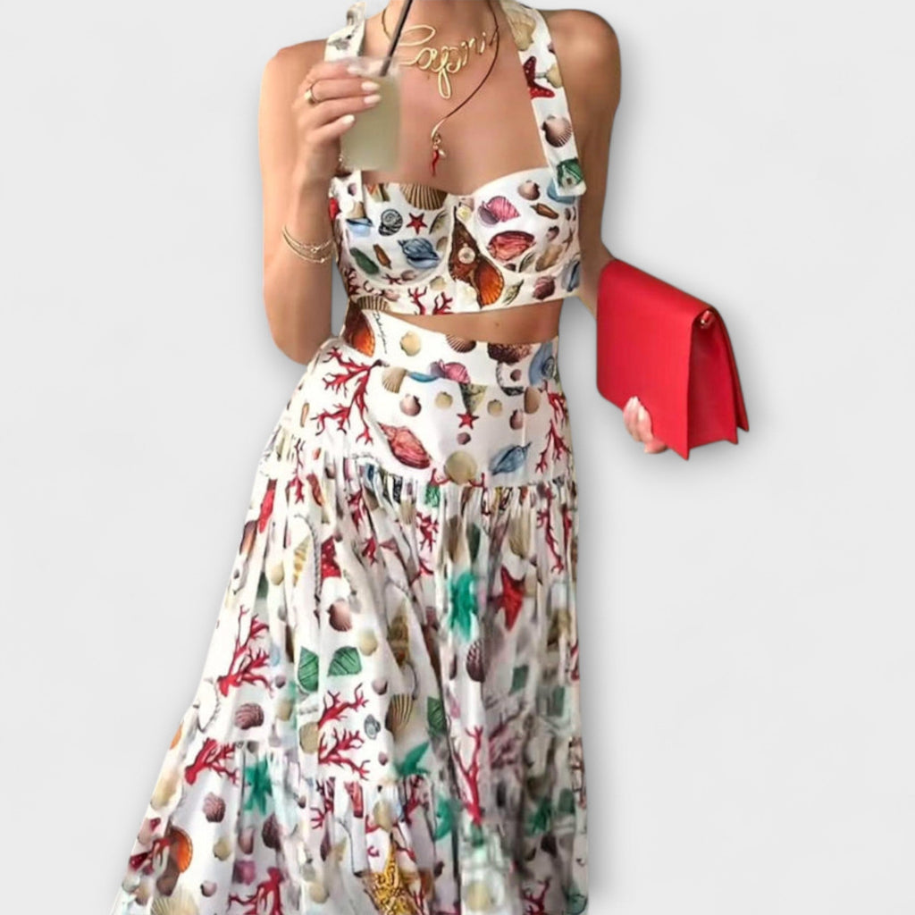Heather - Set elegant din două piese cu fustă