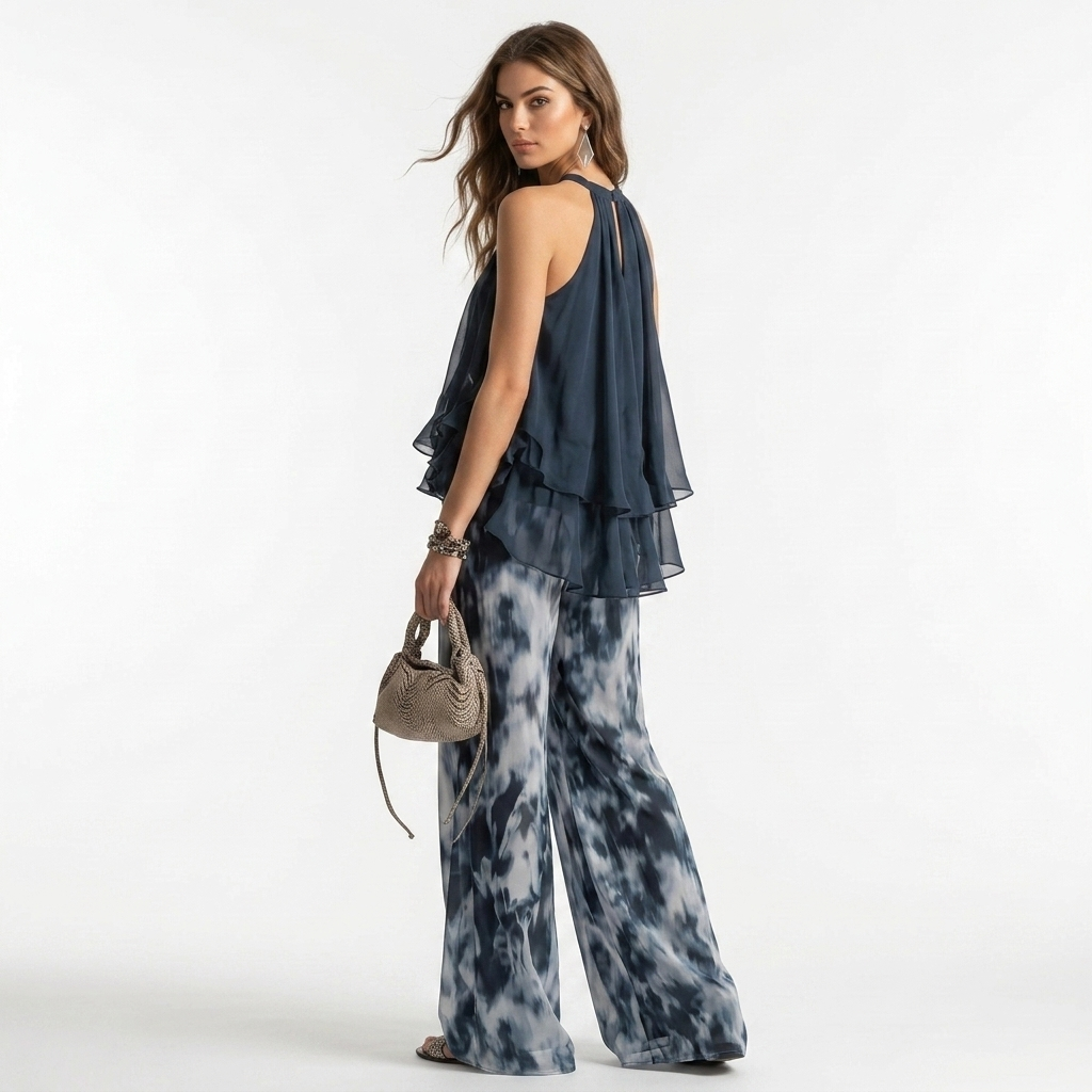 Daria - Set pantaloni și top cu umerii goi